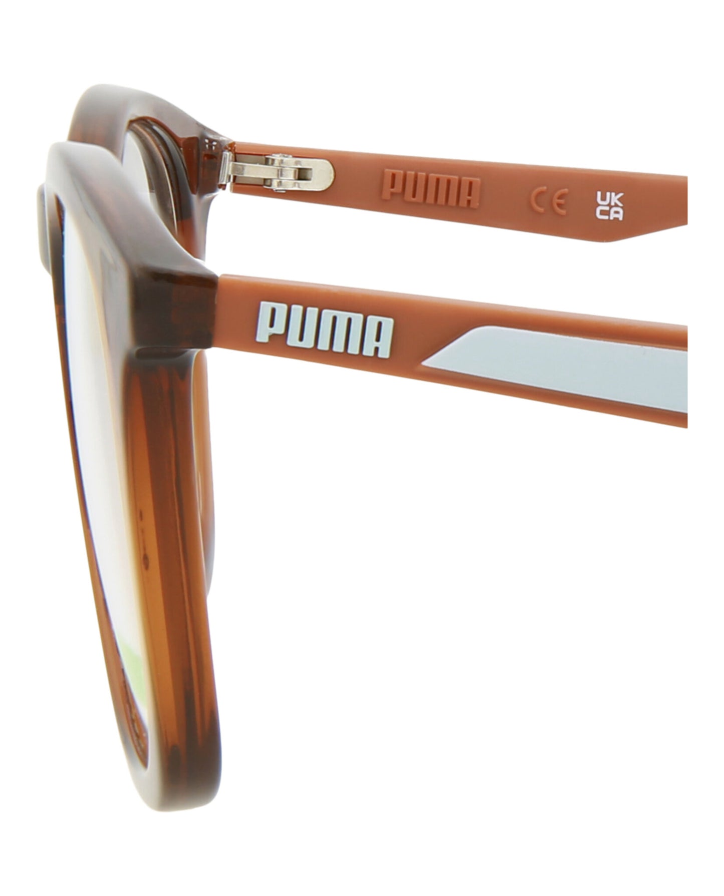 title:Puma Round-Frame Injection Optical Frames, style # PU0389O-30013298004;color:Brown Brown Transparent