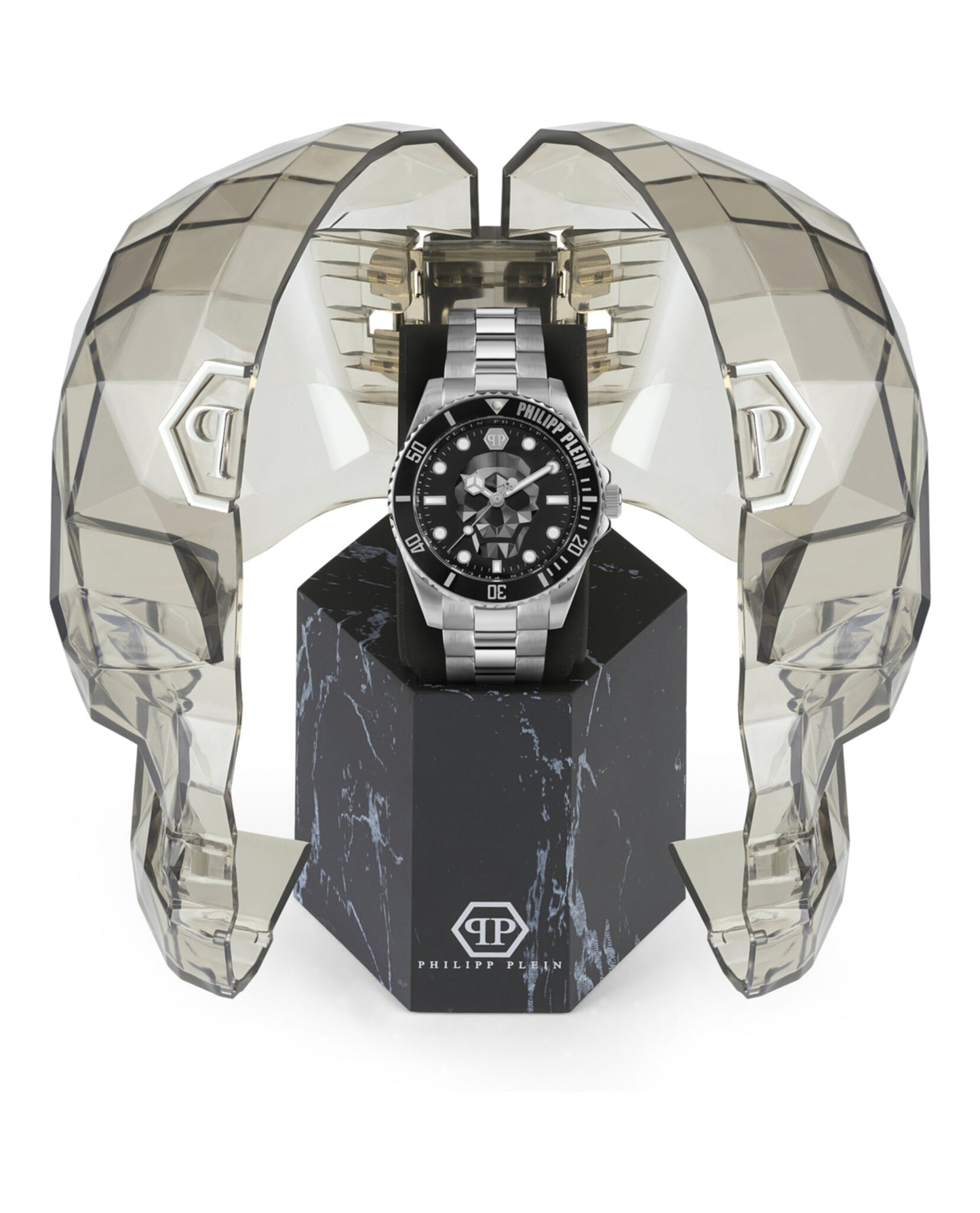 title:The $kull Diver Bracelet Watch;color:Stainless Steel