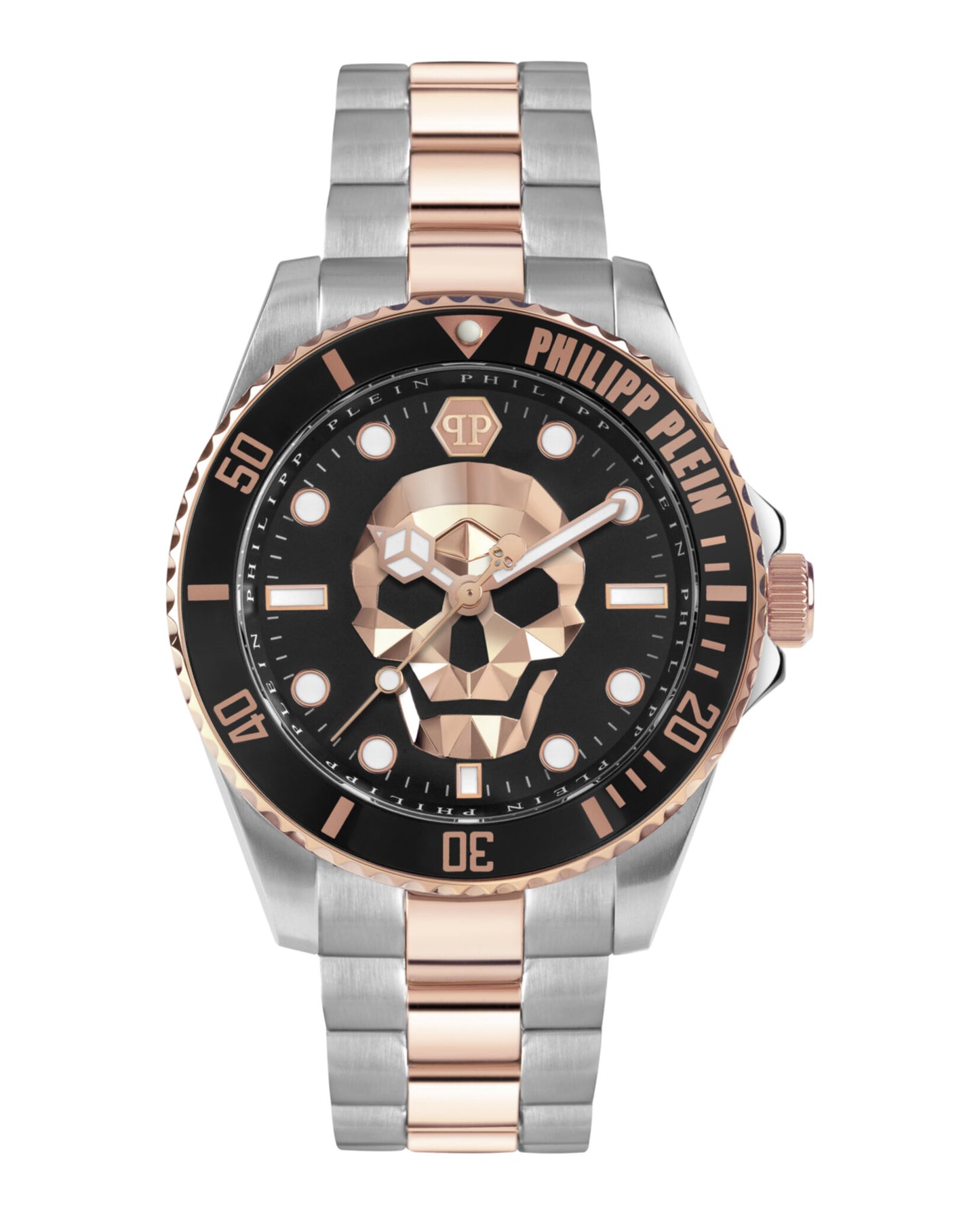 title:The $kull Diver Bracelet Watch;color:Two Tone