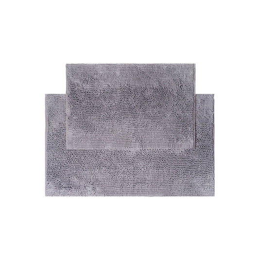 title:Two Piece Chenille Bath Mat Set, Grey;color:not applicable