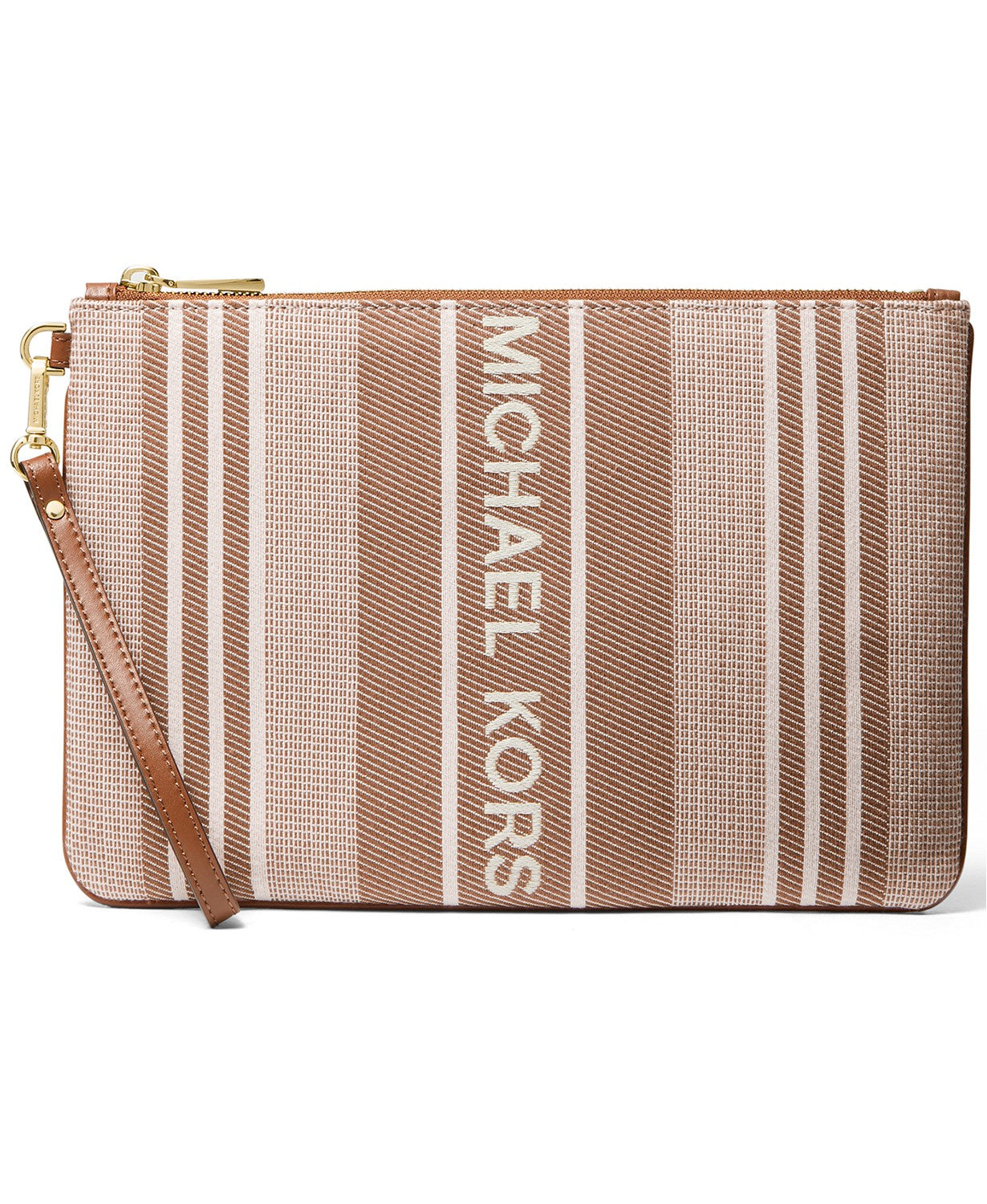 title:Michael Kors Women's Jet Set Large Zip Pouch Wristlet;color:Luggage Multi