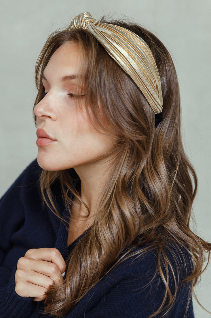 title:GOLD PLEATED HAIRBAND;color:gold