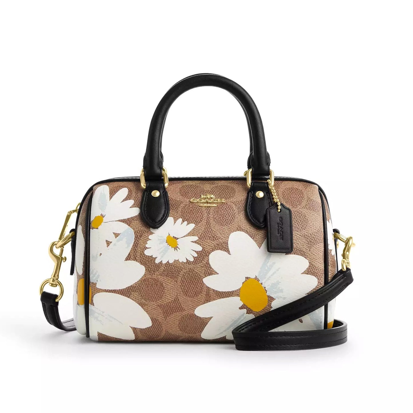 title:Coach Women's Mini Rowan Crossbody Bag In Signature Canvas With Floral Print;color:Tan Multi