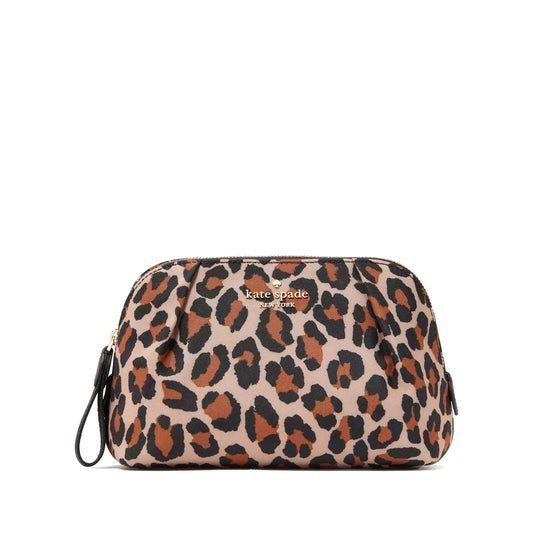 title:Kate Spade Women's Chelsea Spotted Leopard Cosmetic Bag;color:Brown Multi