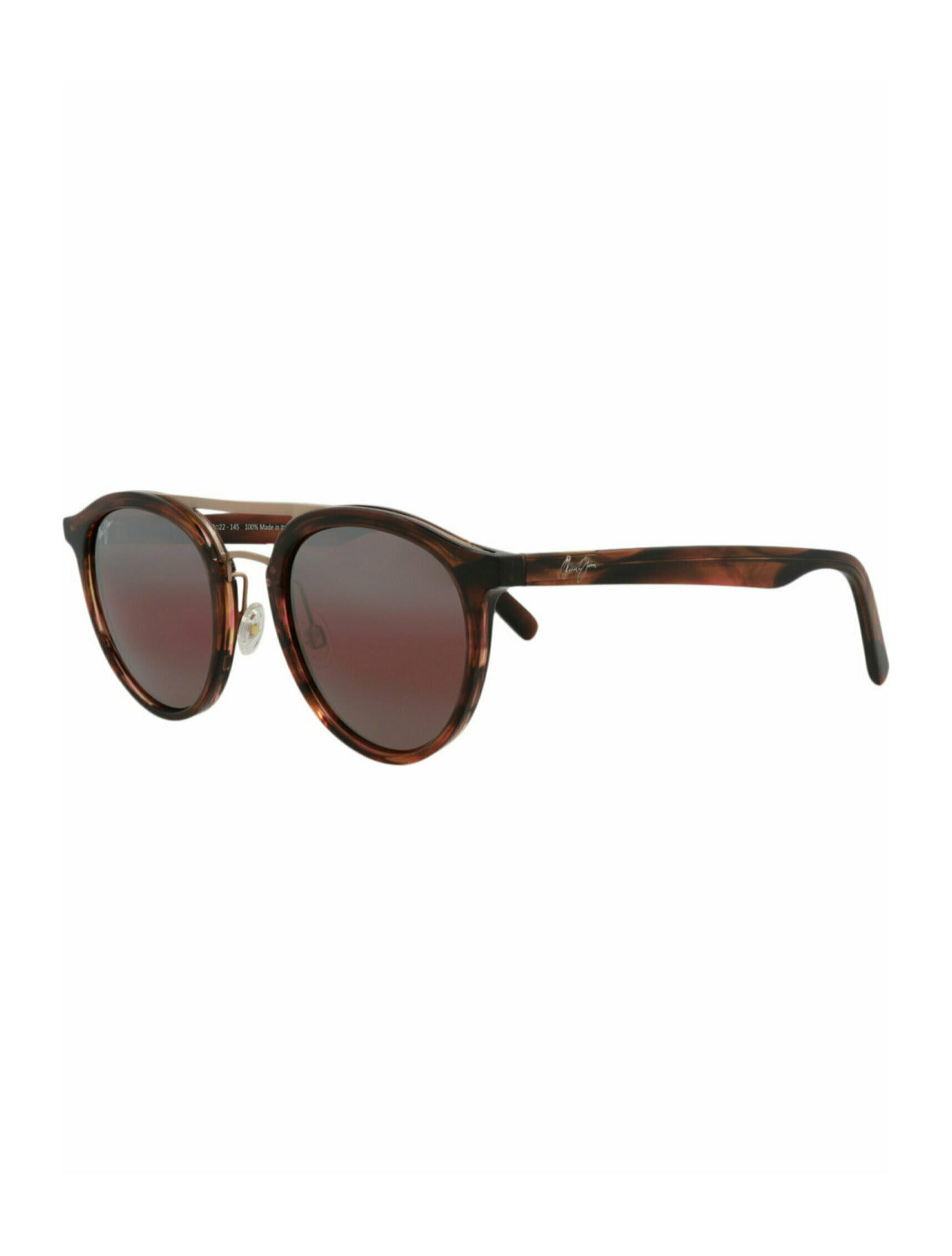 title:Maui Jim Round-Frame Acetate with Stainless Steel Sunglasses;color:Brown Brown Rose