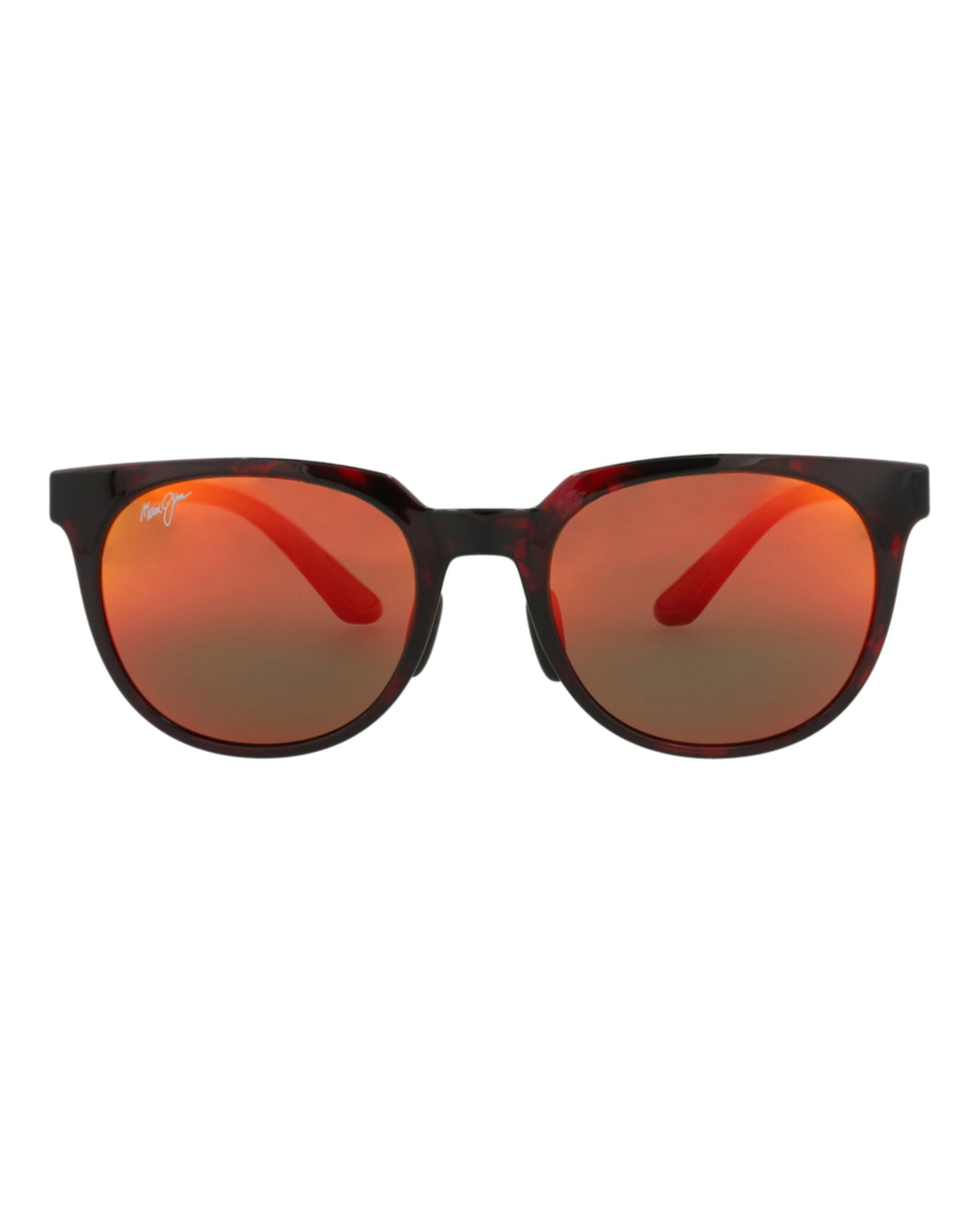 title:Maui Jim Round-Frame Nylon Sunglasses;color:Red Tortoise Red Tortoise Lava