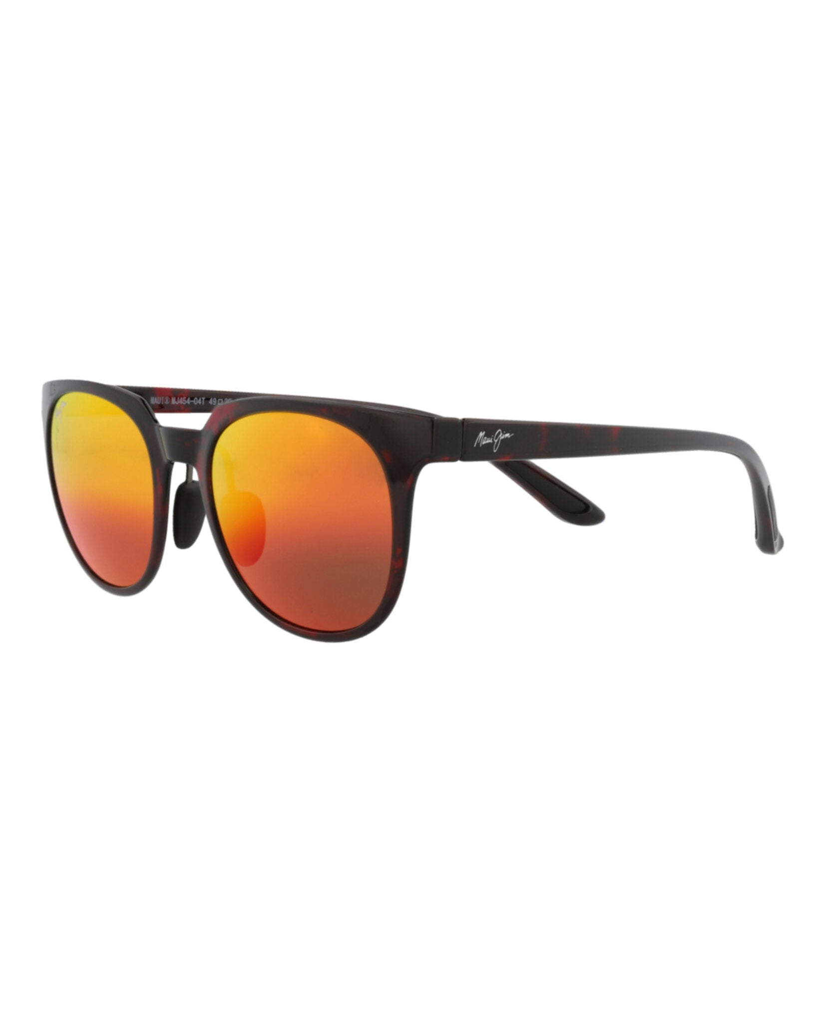 title:Maui Jim Round-Frame Nylon Sunglasses;color:Red Tortoise Red Tortoise Lava