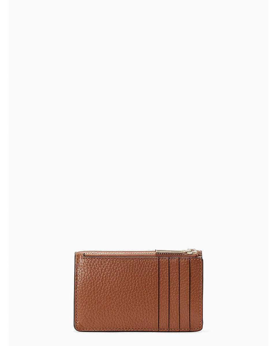 title:Kate Spade Women's Dumpling Pebbled Leather Small Flap Card Holder;color:Warm Gingerbread