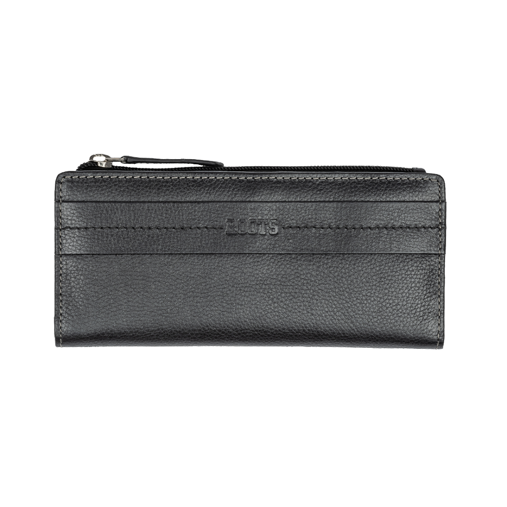 Roots Ladies Slim Clutch Wallet with Top Zipper