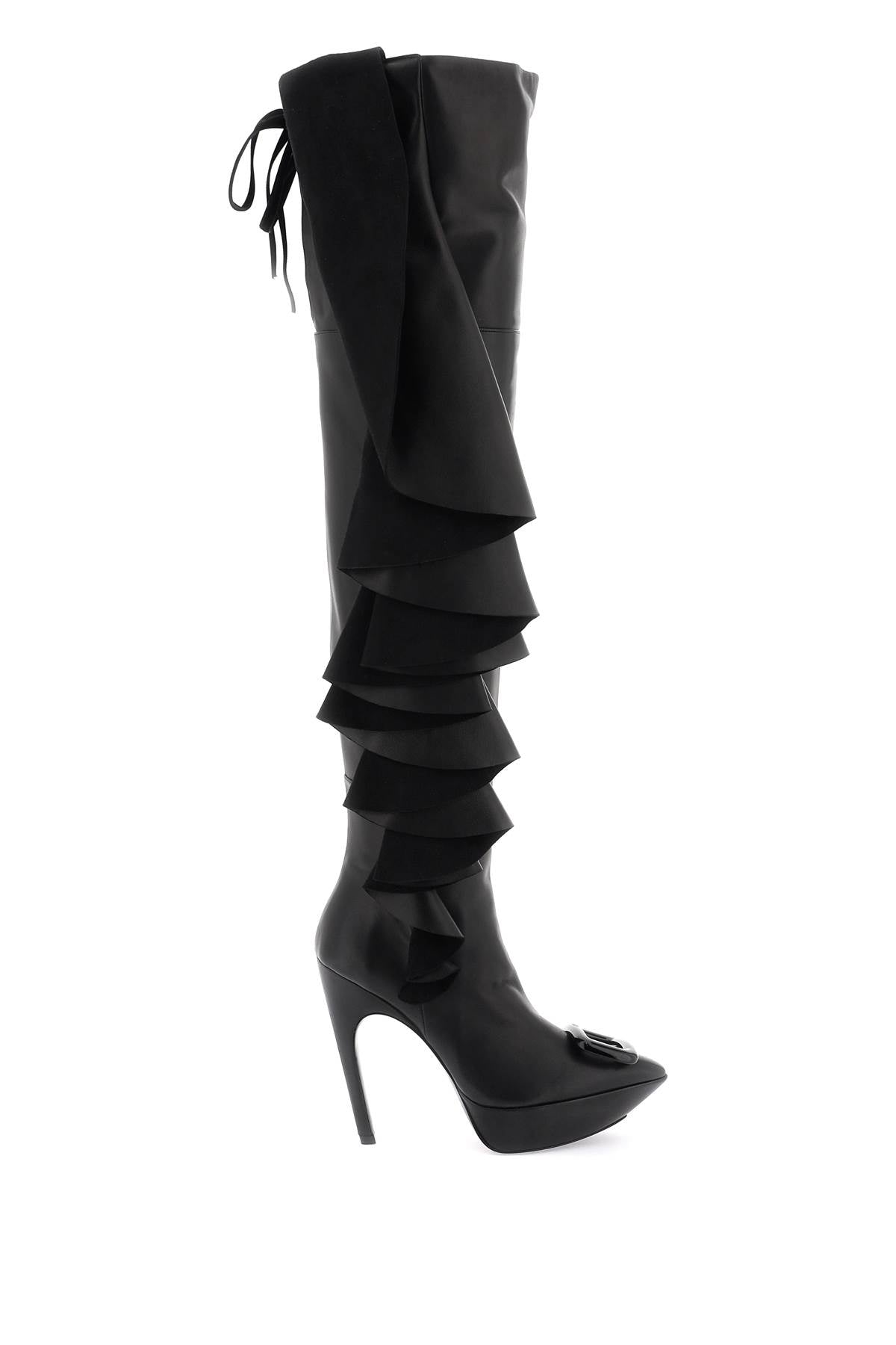 Roger Vivier 'choc Buckle Boots With Ruffles