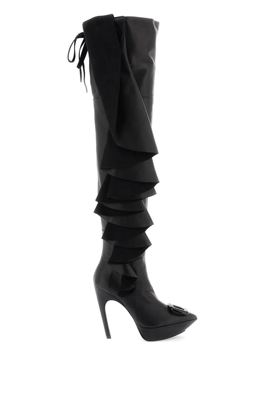 Roger Vivier 'choc Buckle Boots With Ruffles