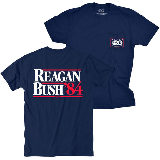 title:Reagan Bush 84 Rowdy Gentleman Navy Blue Tee Shirt;color:Blue