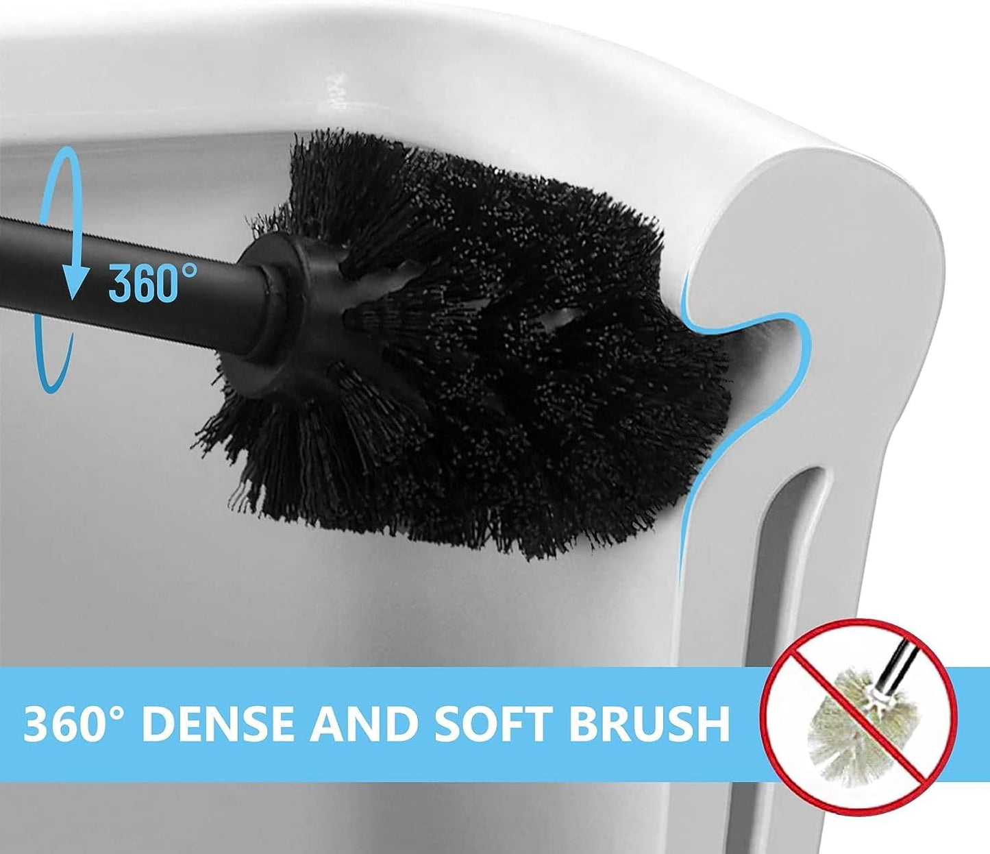 Deep & Sturdy Toilet Bowl Brush with Holder - Durable Scrubbing - Toilet Cleaners - Household Essentials - Silicone Brush - Bathroom Cleaner - Cleaning Supplies - Household Supplies