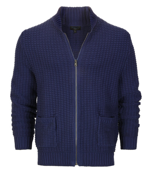 title:Gioberti Men's Royal 100% Cotton Milano Knit Full-Zip Sweater;color:Royal