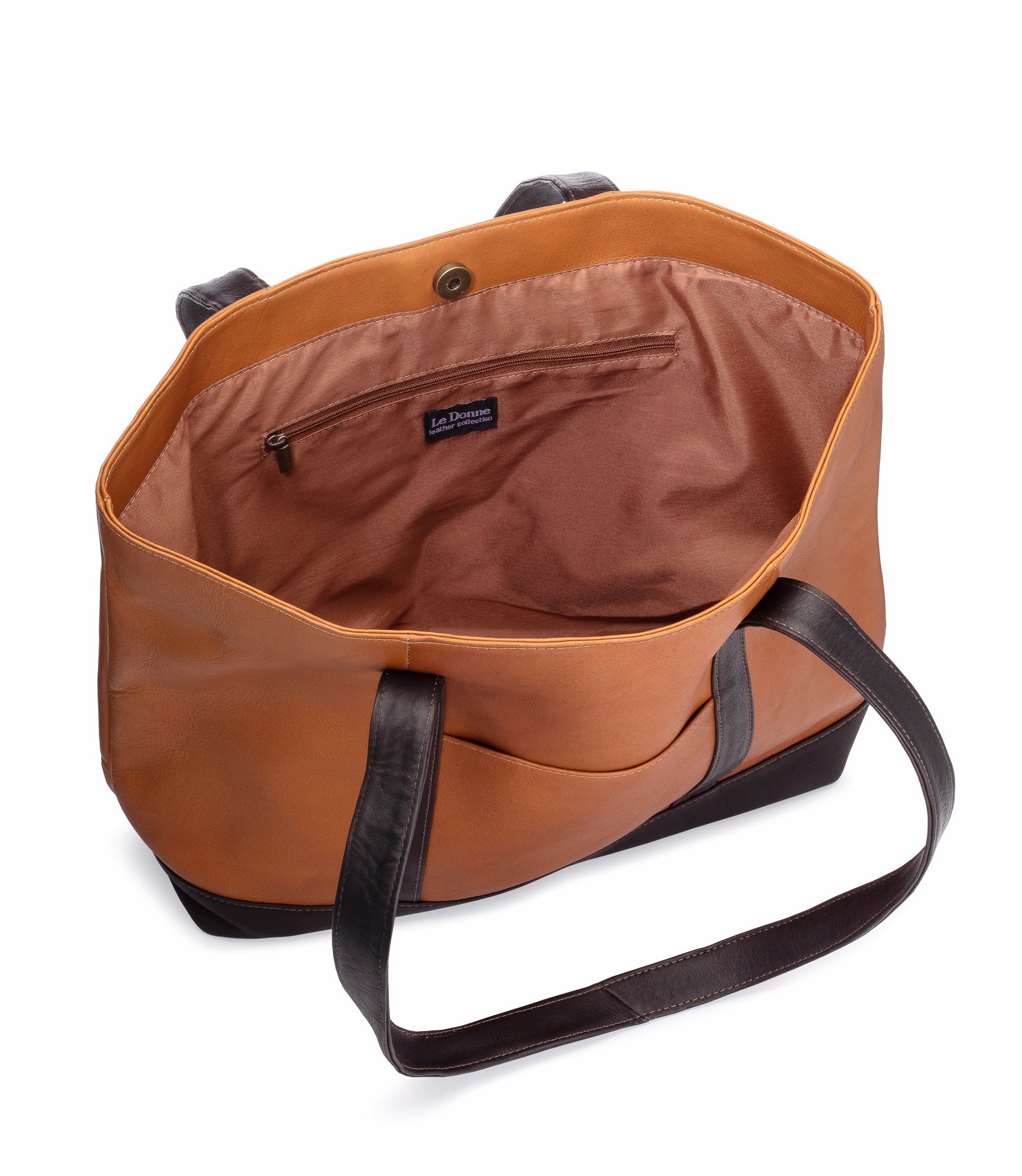 title:Le Donne Leather Joilet Pocket Tote;color:TAN/CAFÉ