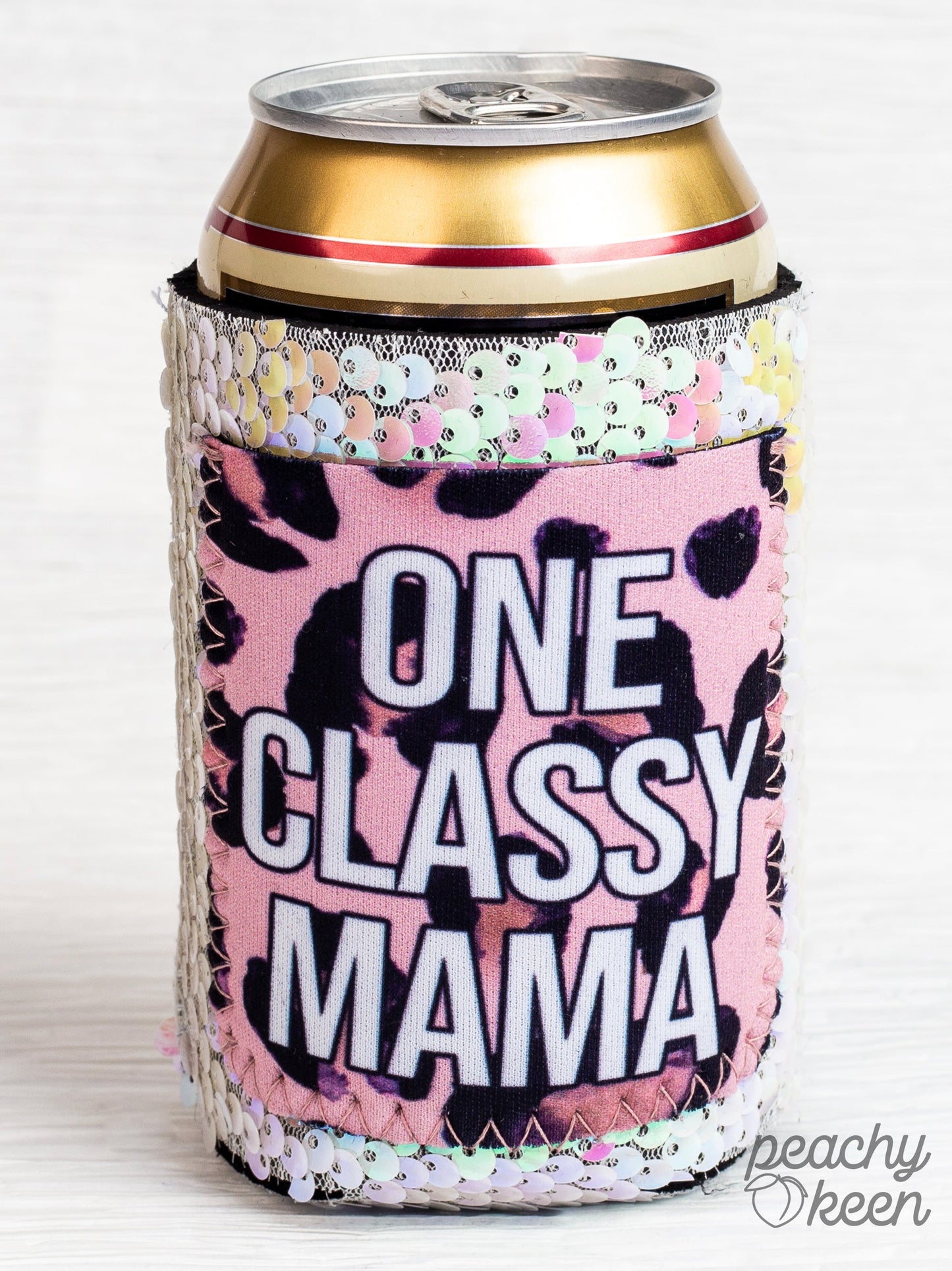 One Classy Mama Sequin Shifting Can Cooler - Ruumur