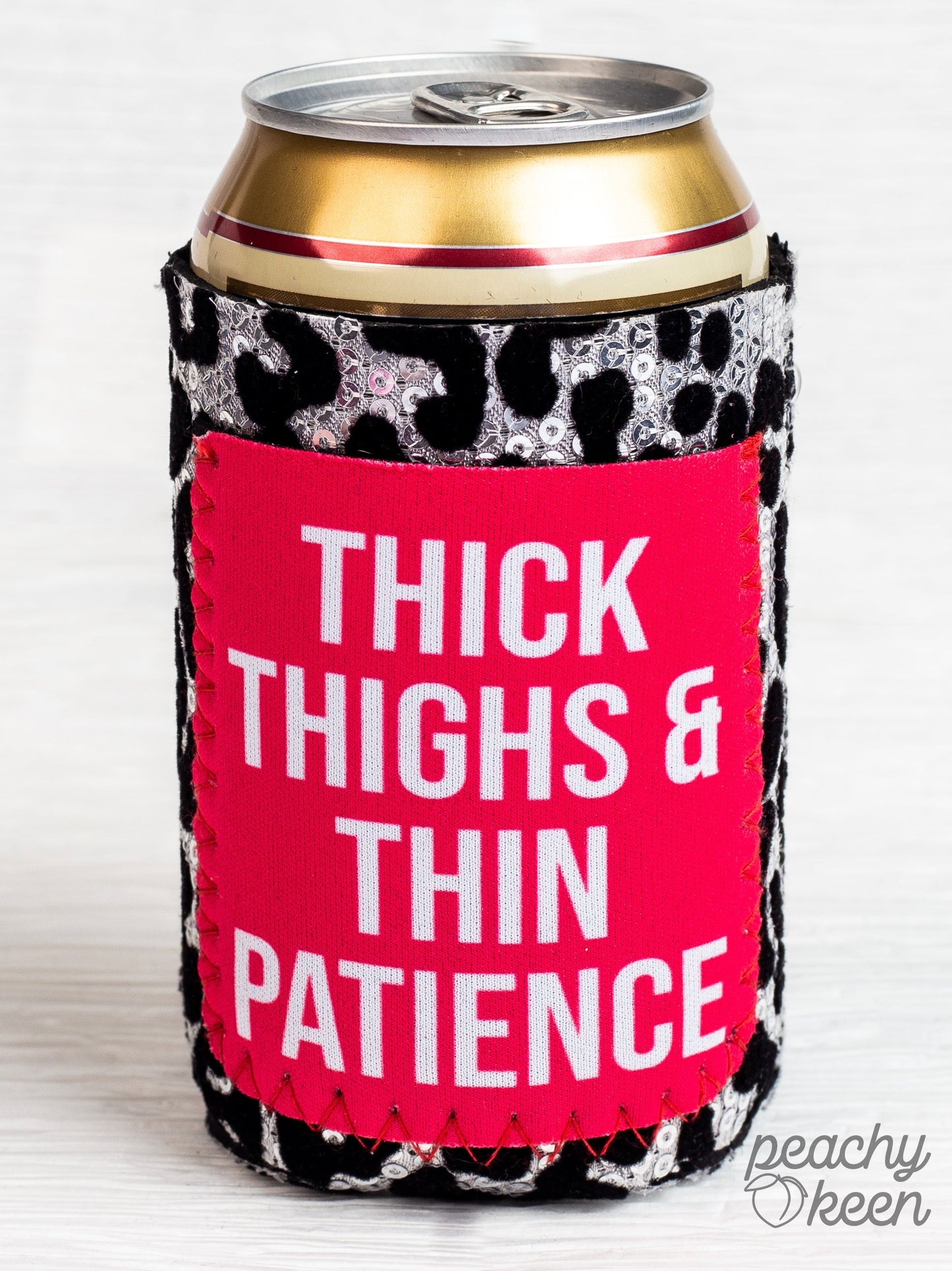 Thick Thighs & Thin Patience Sequin Can Cooler - Ruumur