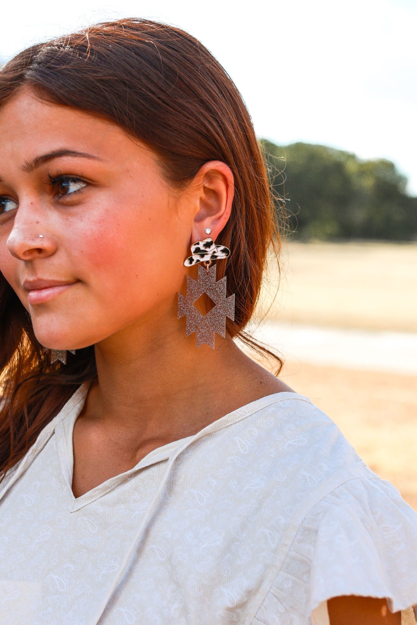 Into the Desert Drop Earring in Tan