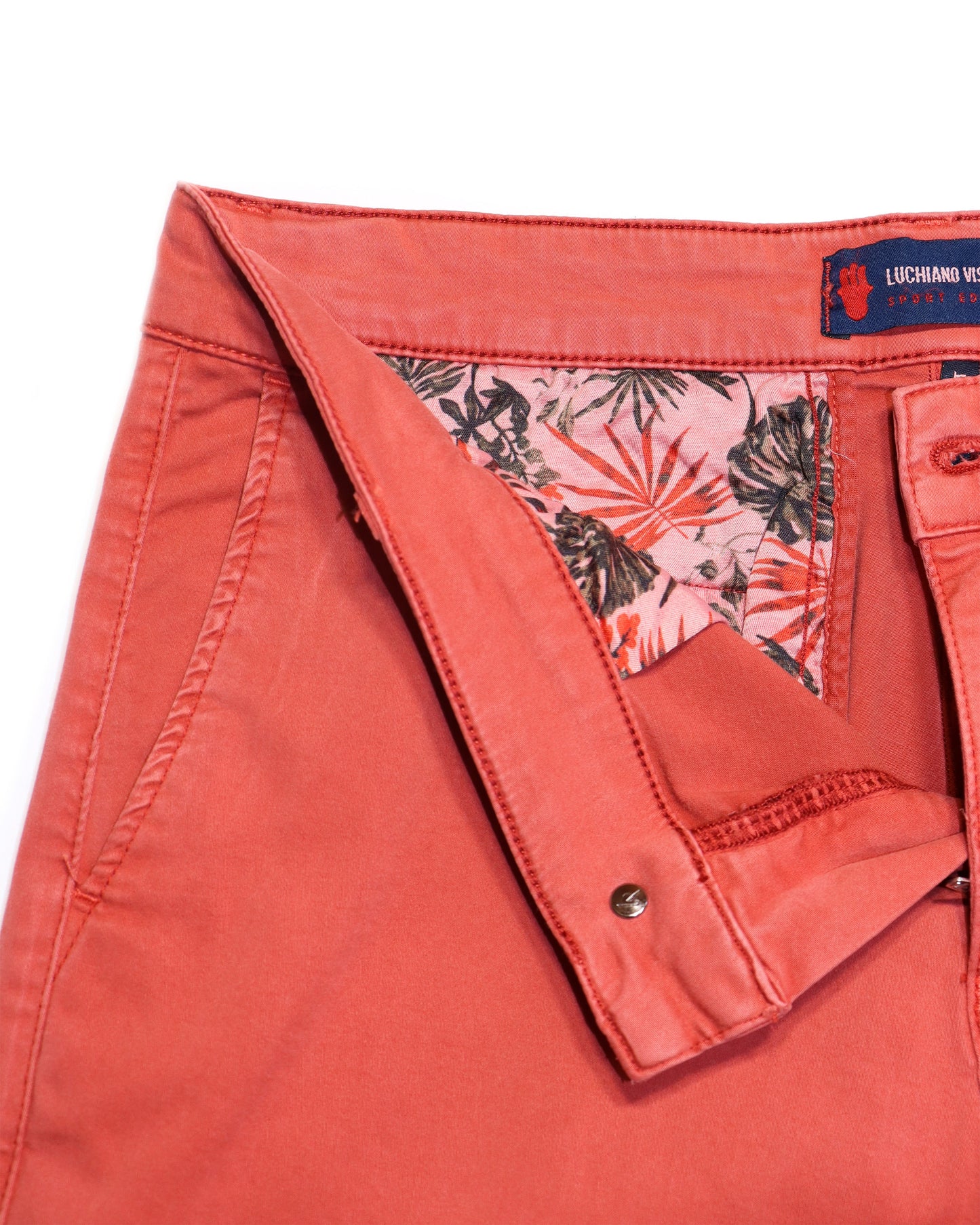 Red Orange Mid Rise Shorts