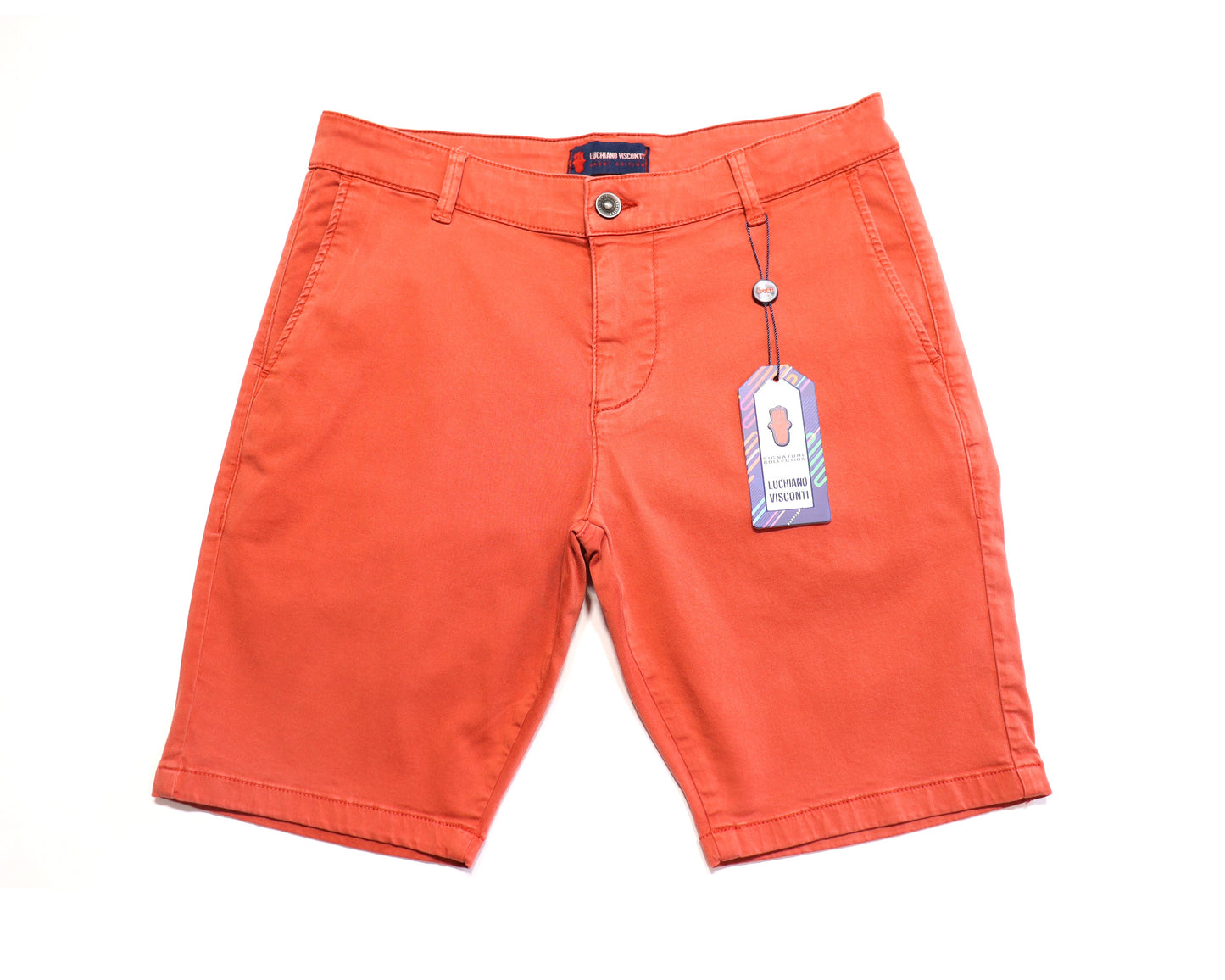 Red Orange Mid Rise Shorts