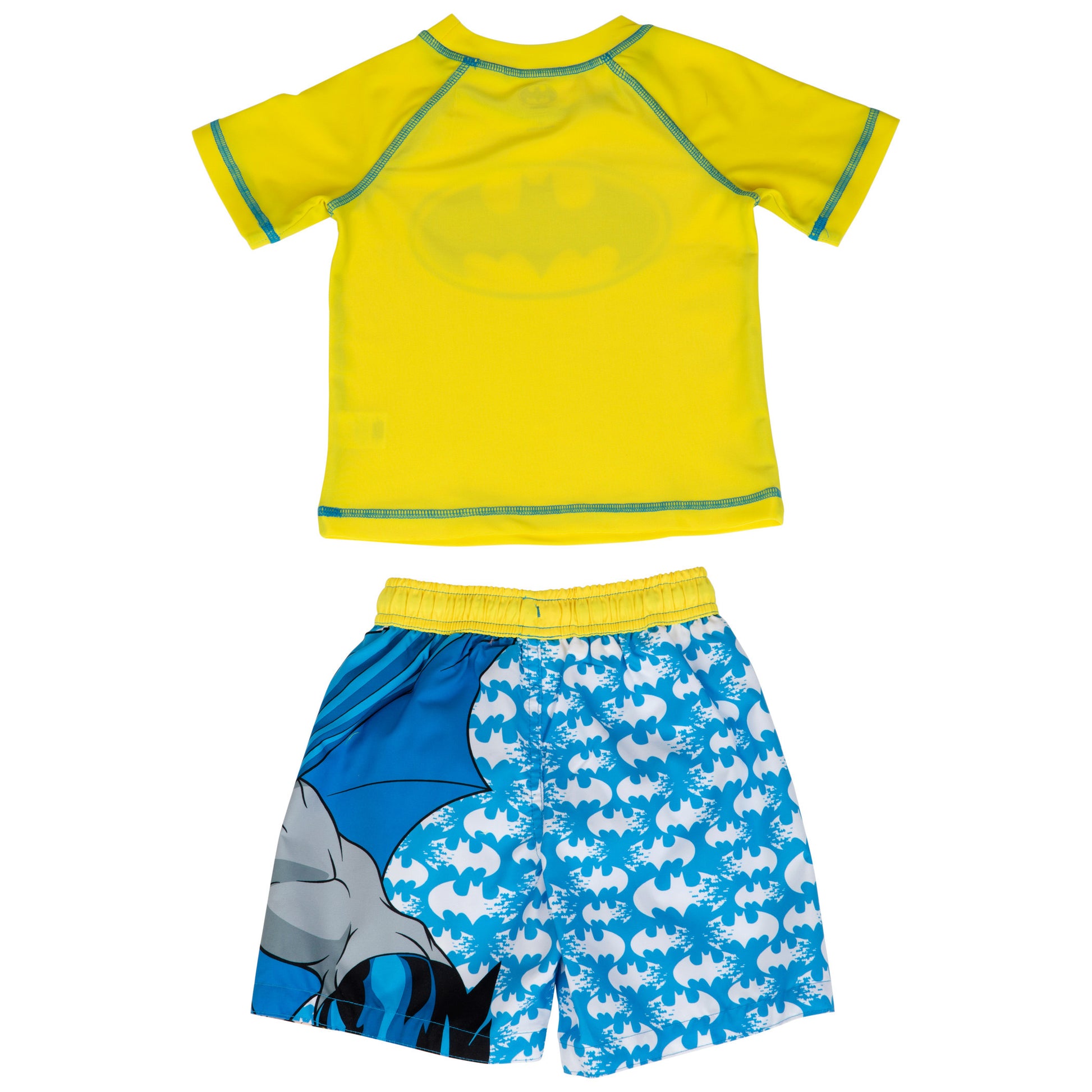 title:Batman The Dark Knight Toddler Swim Trunks and Rashguard Set;color:Yellow