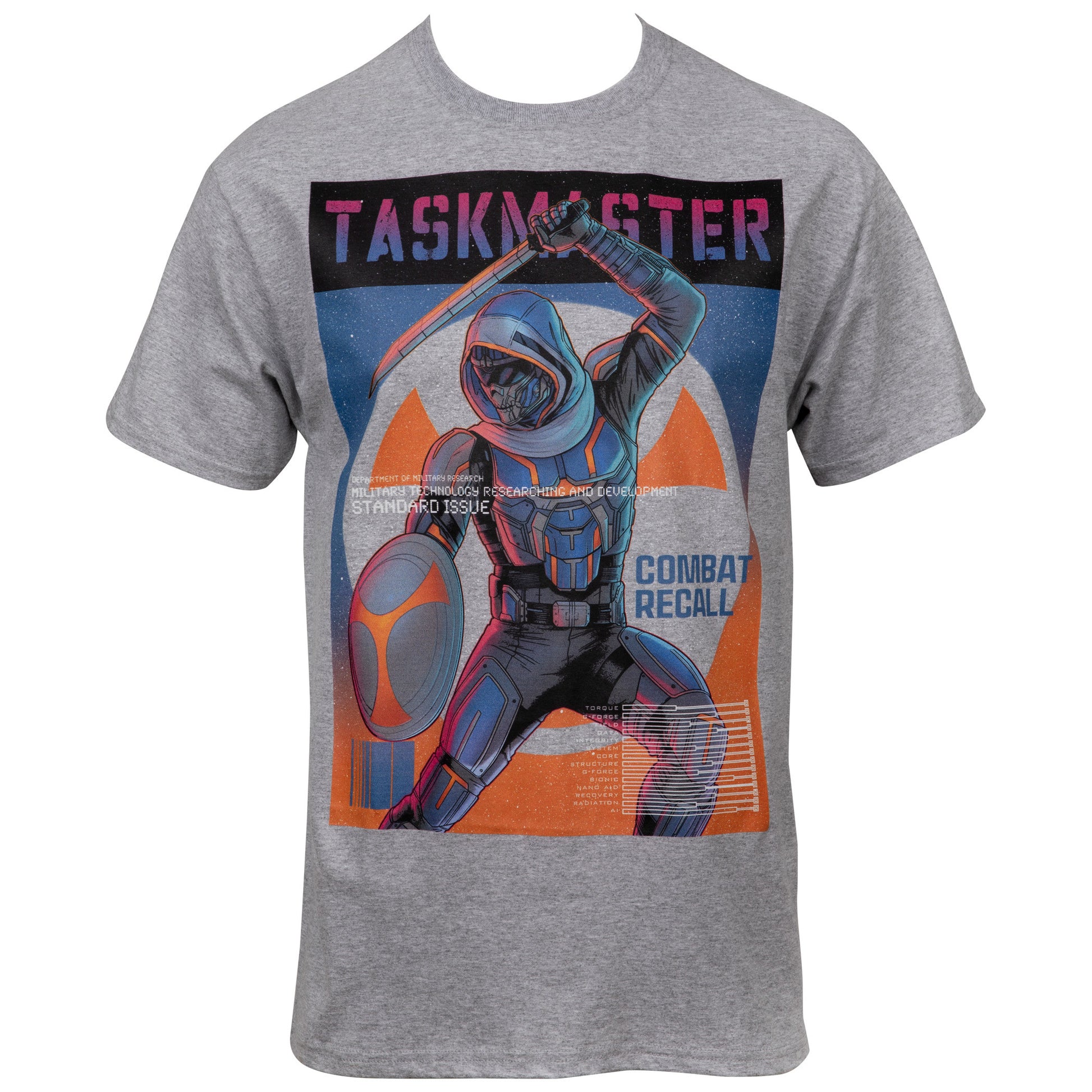 title:Black Widow movie Taskmaster Combat Recall T-Shirt;color:Grey