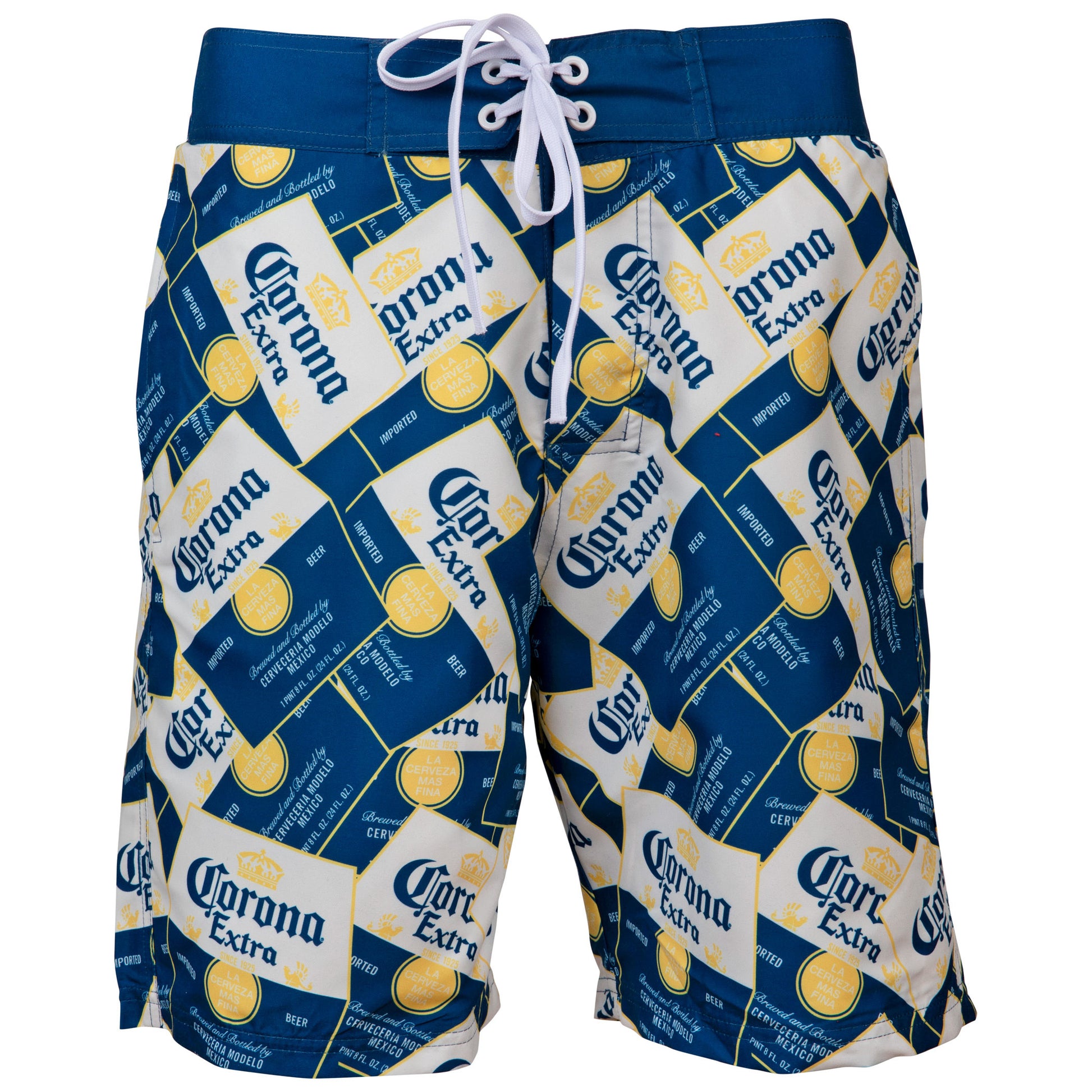 title:Corona Extra Scattered Labels Board Shorts;color:Multi-Color