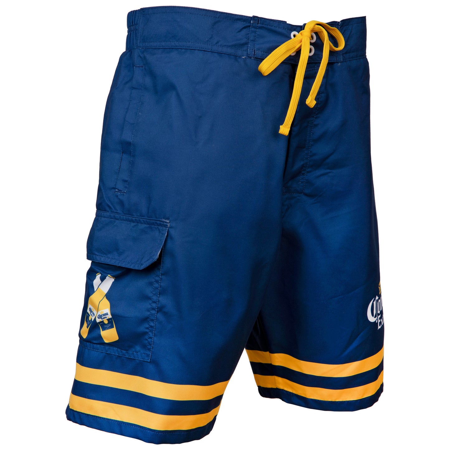 title:Corona Extra Crossed Bottles Board Shorts;color:Blue