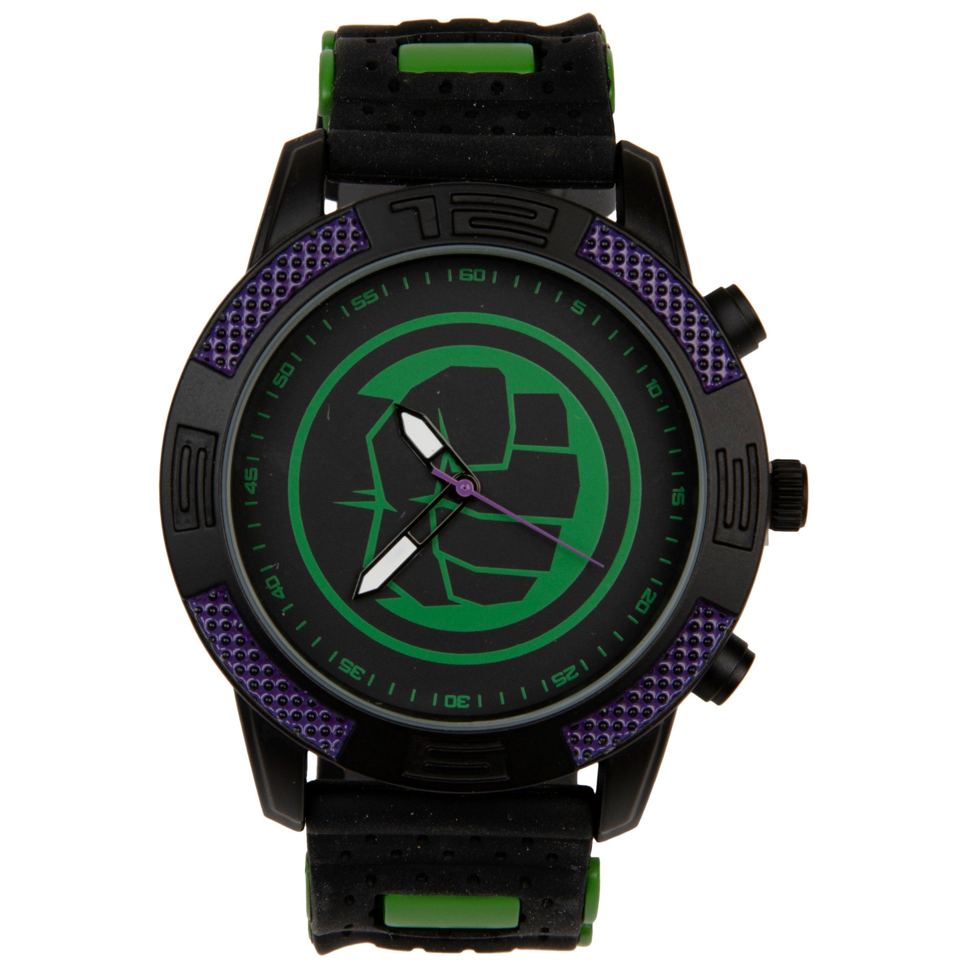 title:The Incredible Hulk Symbol Marvel Watch with Silicone Band;color:Black