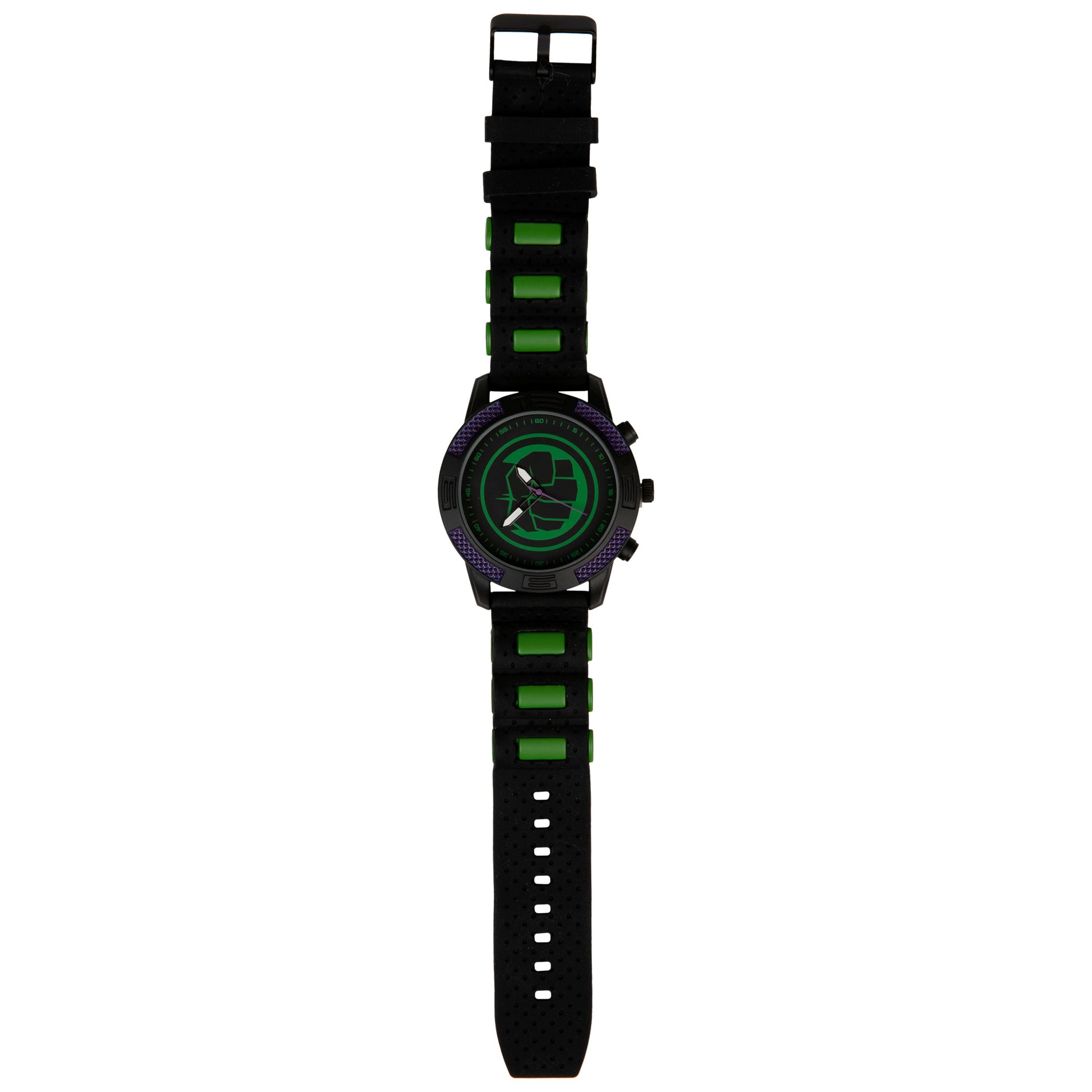 title:The Incredible Hulk Symbol Marvel Watch with Silicone Band;color:Black