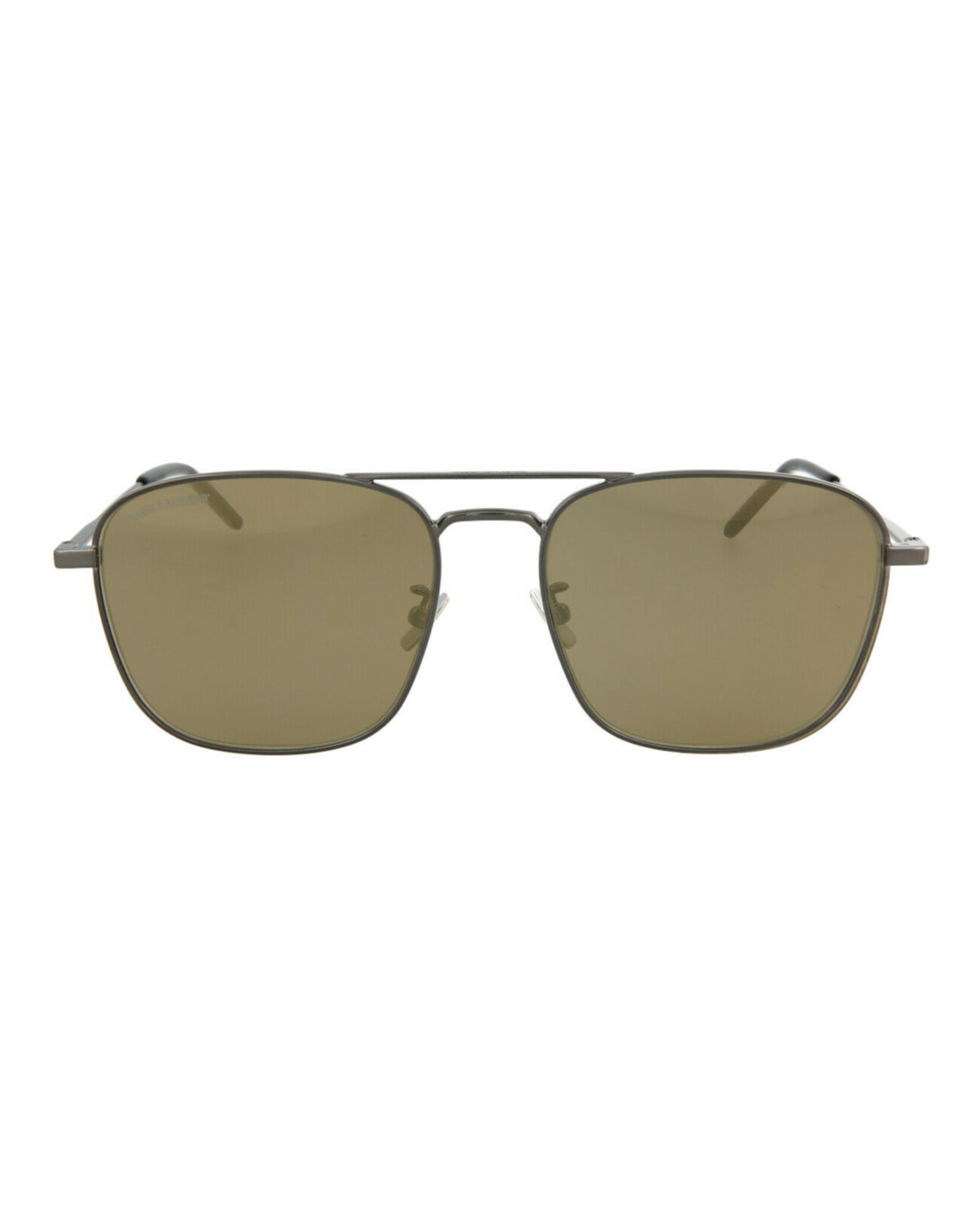 title:Saint Laurent Aviator-Style Metal Sunglasses;color:Ruthenium Ruthenium Brown