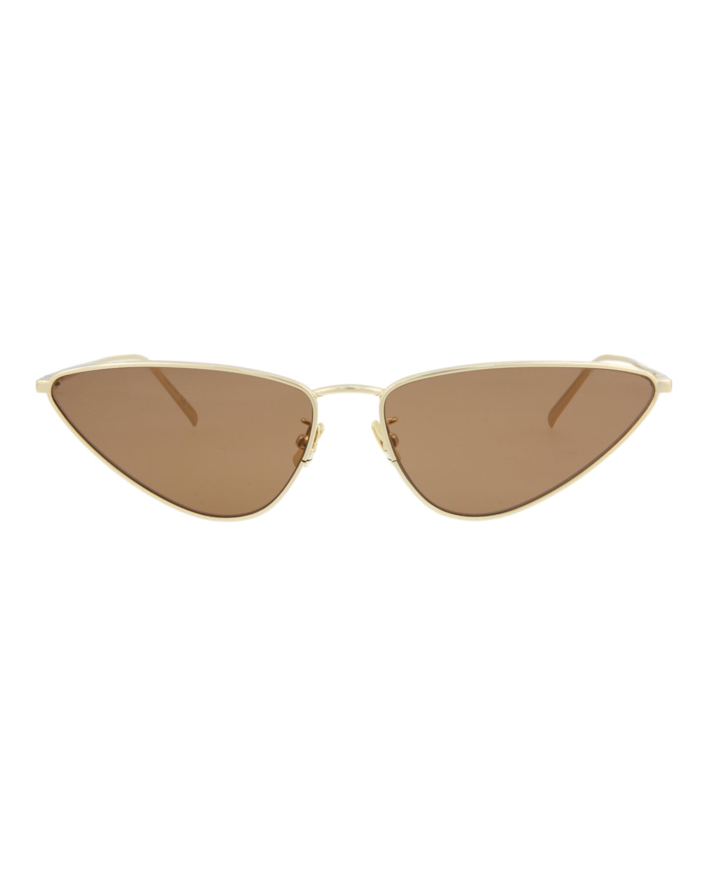 title:Saint Laurent Cat Eye-Frame Metal Sunglasses;color:Gold Gold Brown