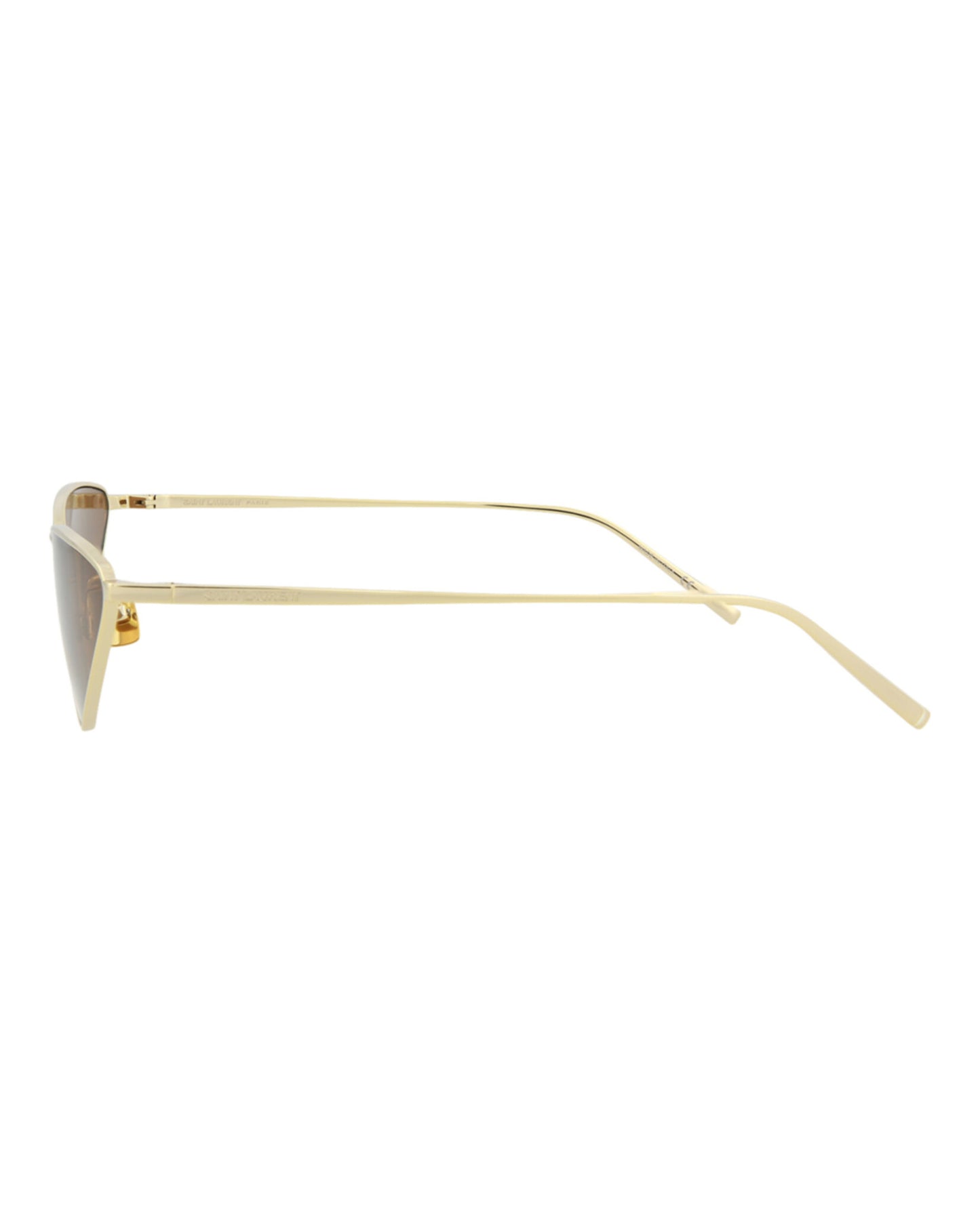 title:Saint Laurent Cat Eye-Frame Metal Sunglasses;color:Gold Gold Brown