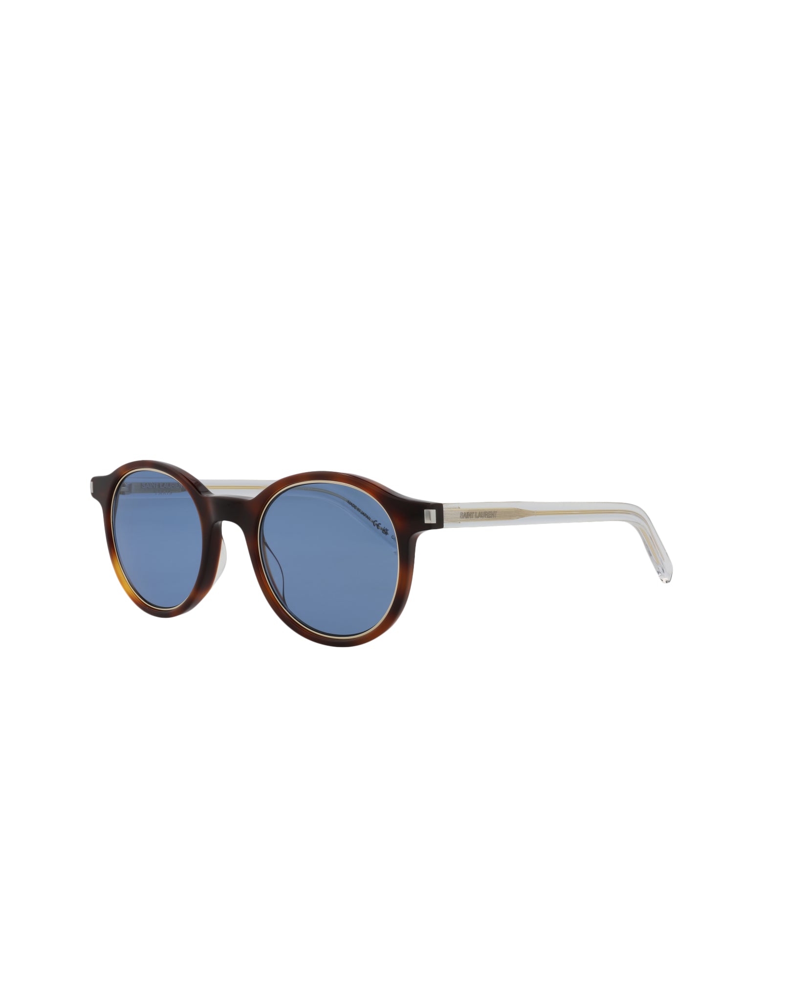 title:Saint Laurent Round-Frame Acetate Sunglasses, Style #  SL521RIM-30013255008;color:Havana Crystal Blue