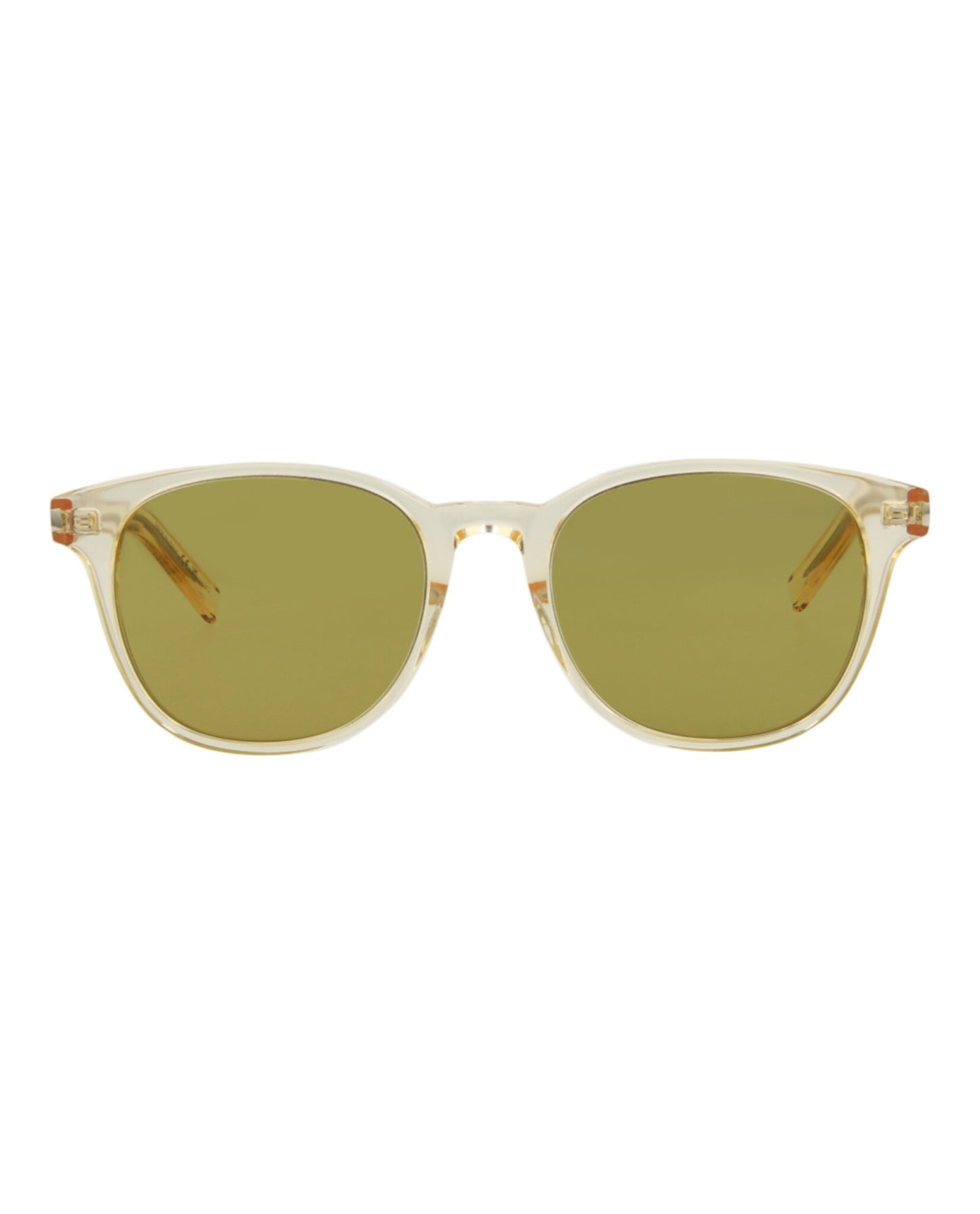 title:Saint Laurent Round-Frame Acetate Sunglasses, style # SL527ZOE-30013278002;color:Yellow Yellow Green