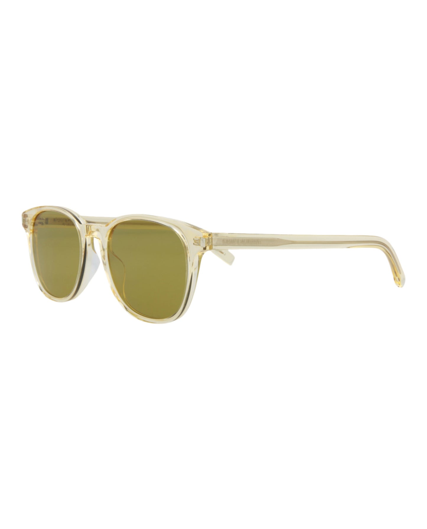 title:Saint Laurent Round-Frame Acetate Sunglasses, style # SL527ZOE-30013278002;color:Yellow Yellow Green