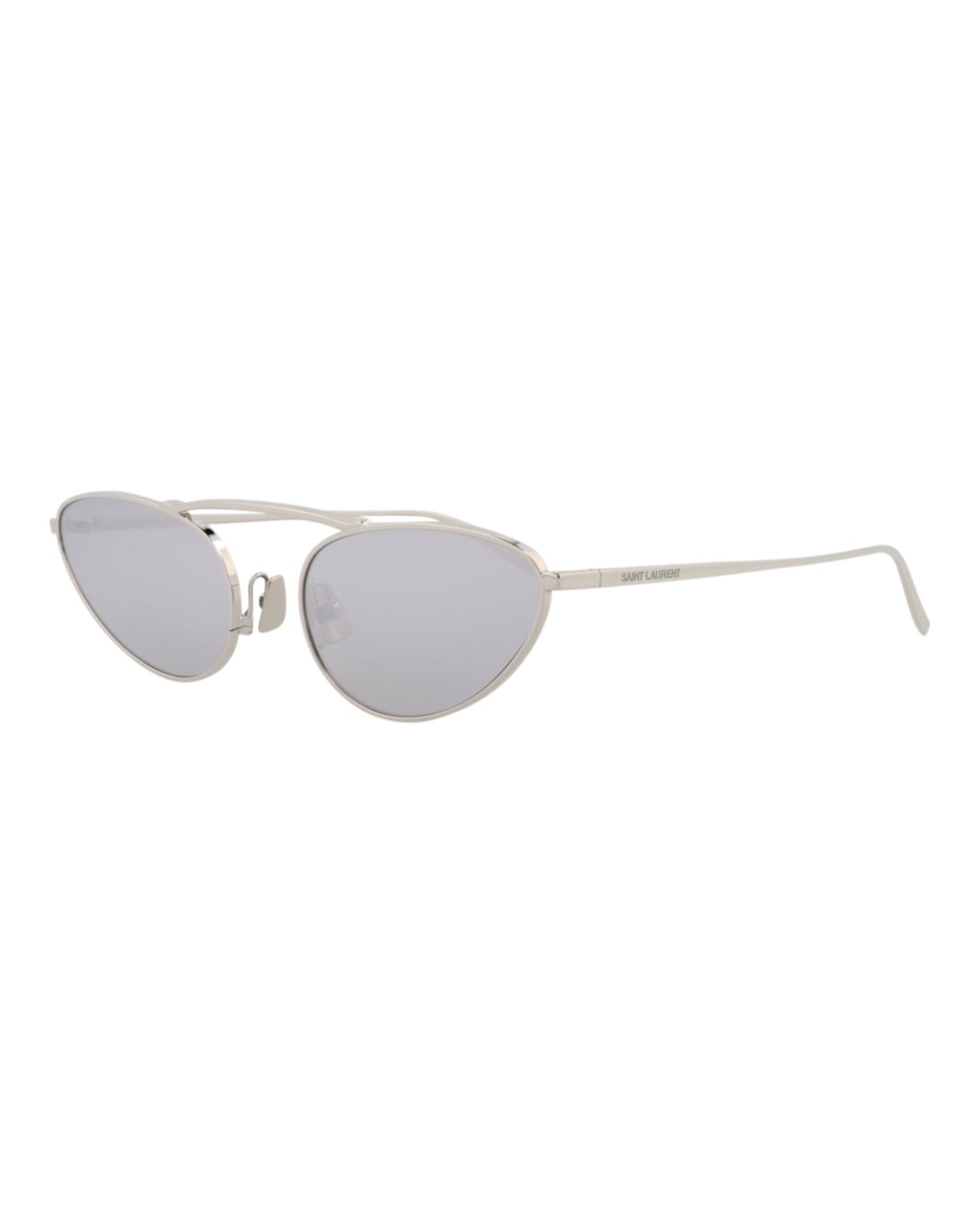 title:Saint Laurent Round-Frame Metal Sunglasses;color:Silver Silver Silver