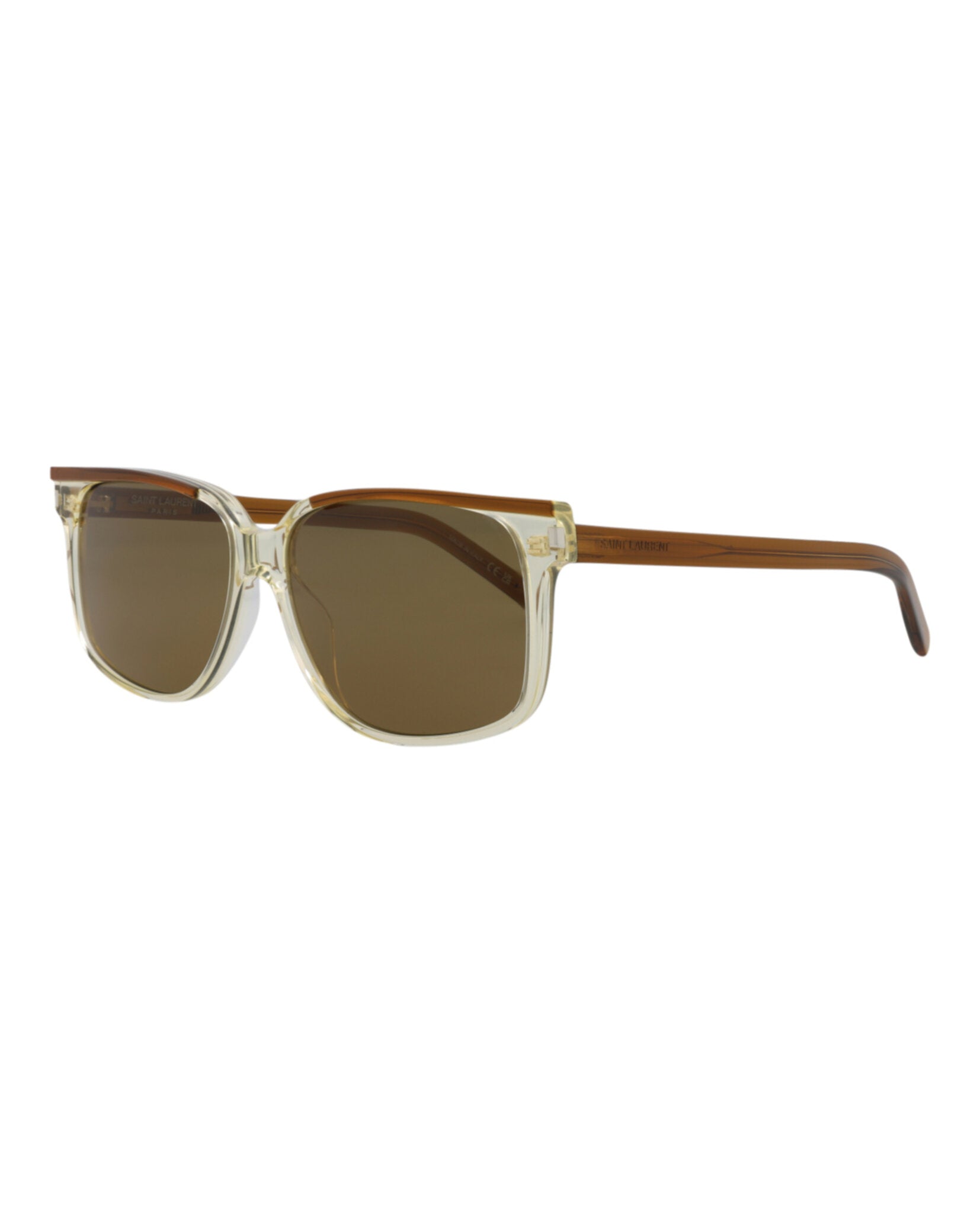 title:Saint Laurent Square-Frame Recycled Acetate Sunglasses;color:Brown Brown Brown