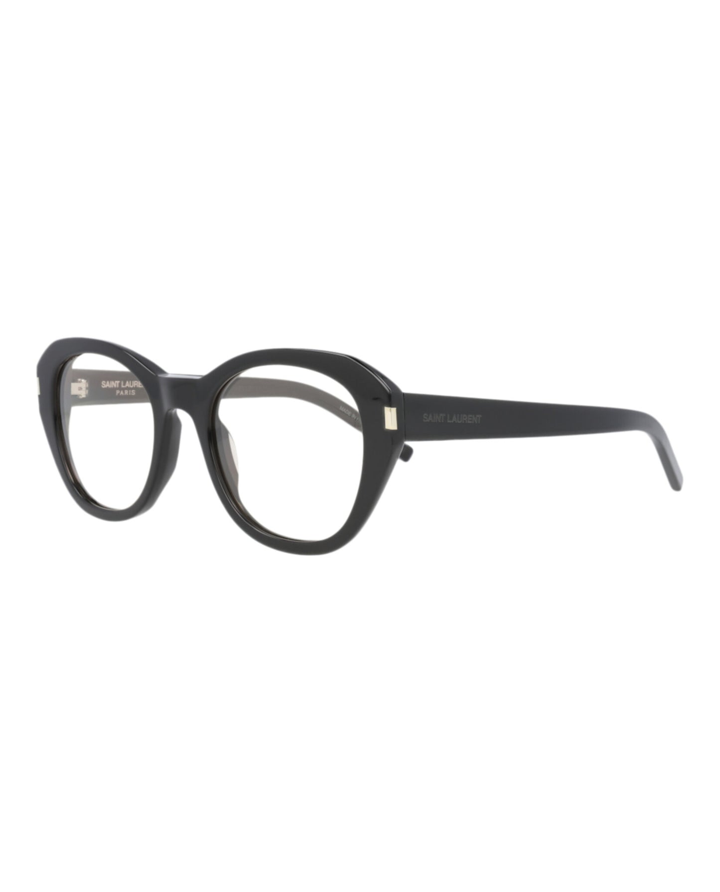 title:Saint Laurent Round-Frame Recycled Acetate Sunglasses;color:Black Black Yellow