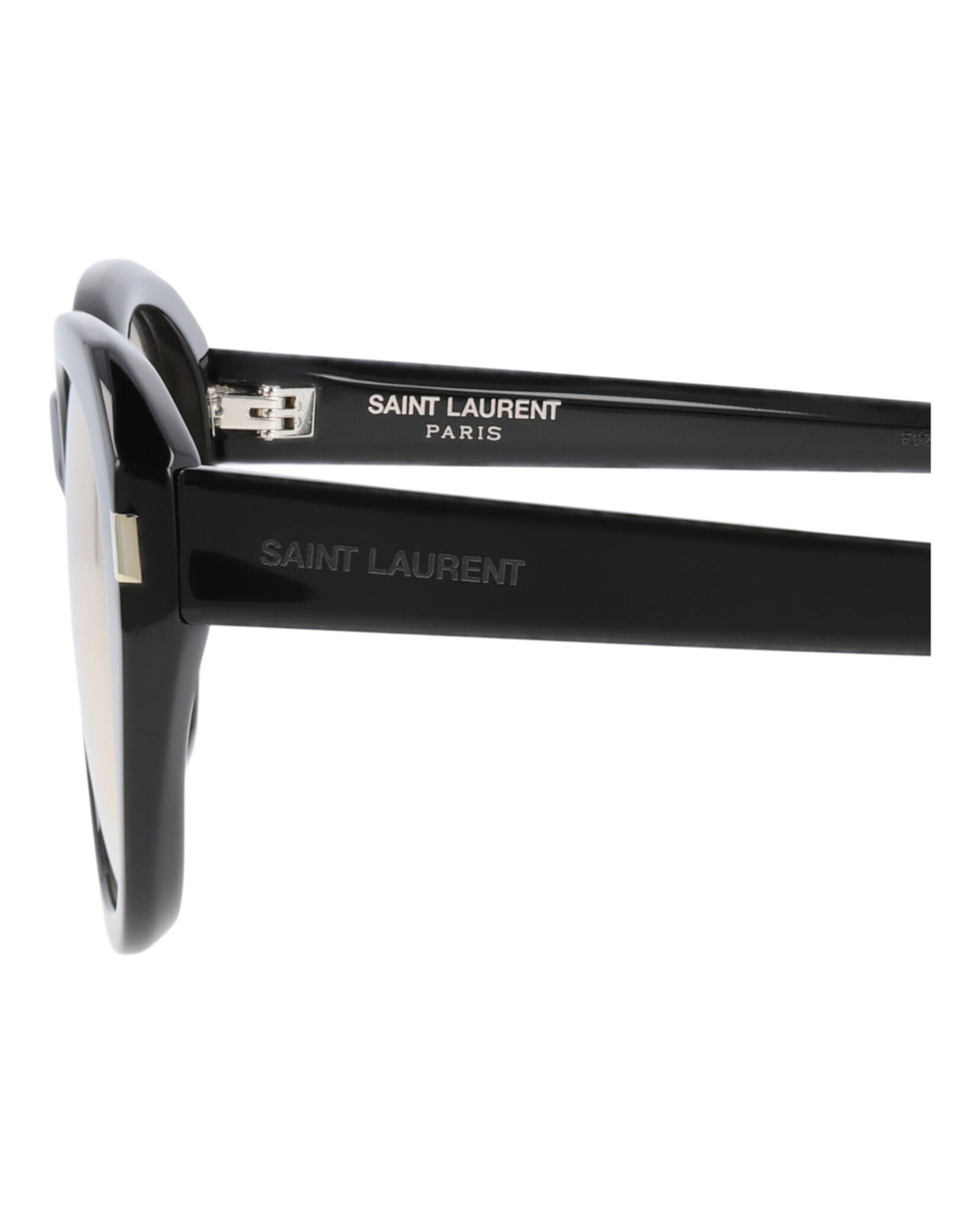 title:Saint Laurent Round-Frame Recycled Acetate Sunglasses;color:Black Black Yellow