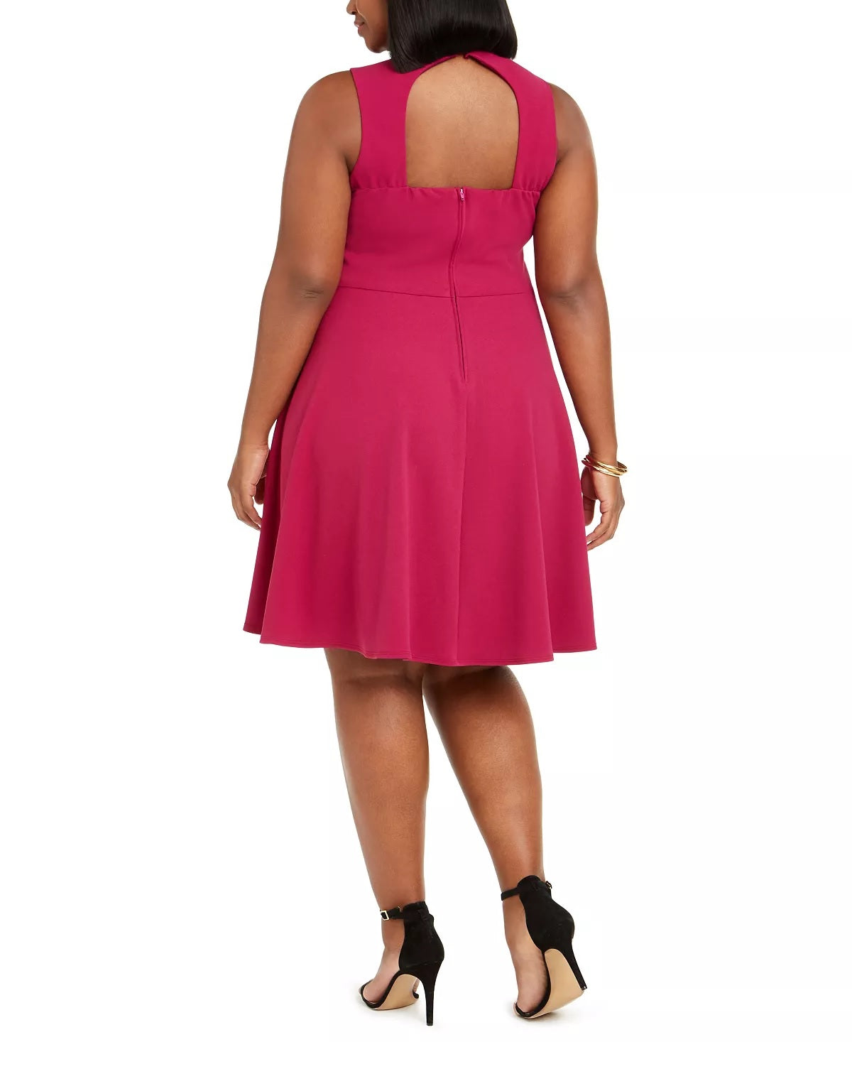 B Darlin Women's Plus Skater Mini Fit & Flare Dress Berry Size 22W