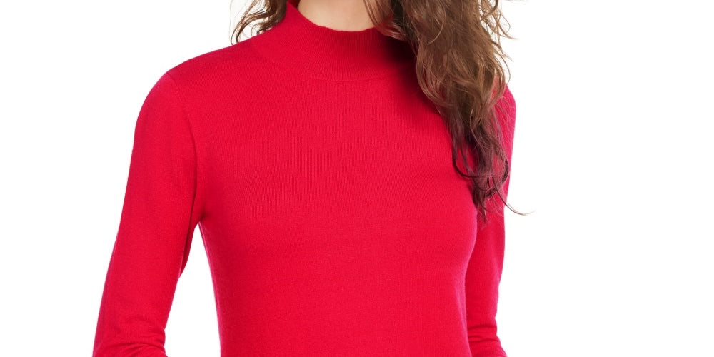 Planet Gold Junior's Mock Neck Sweater Red Size Large