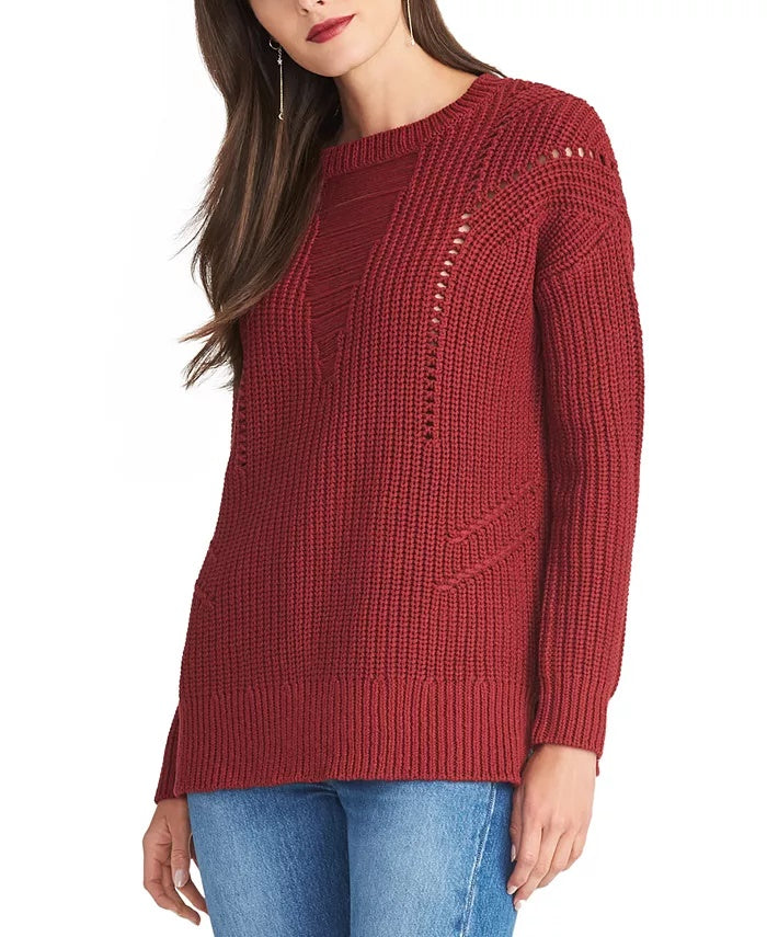 Rachel Roy Women's Cable Knit Cut Out Sweater Red Size XX-Large