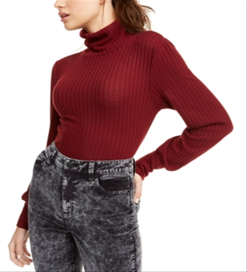 Crave Fame Junior's Ribbed Turtleneck Top Red Size X-Small