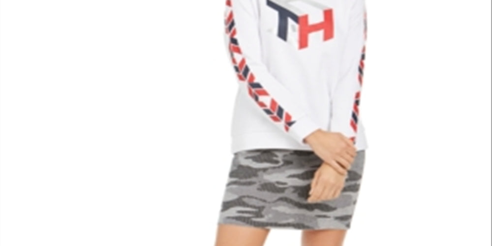 Tommy Hilfiger Women's Logo Fleece Sweatshirt White Size Small