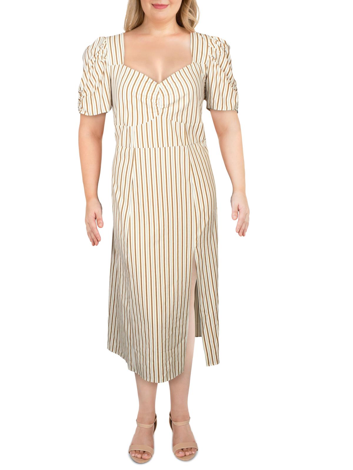 Danielle Bernstein Women's Plus Woven Striped Maxi Dress White Size 20W