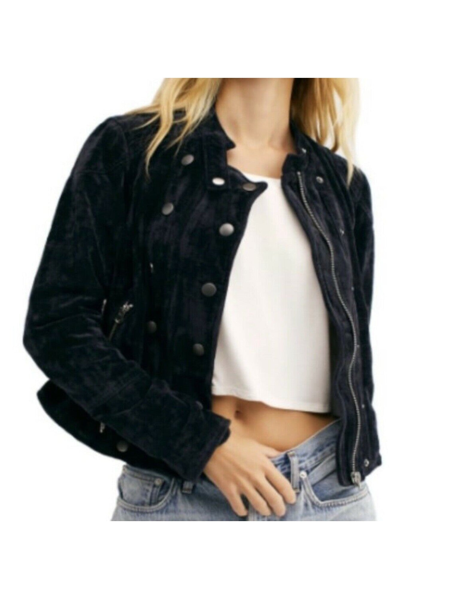 Free People Women's Zip up Jacket Black Size X-Small - Ruumur