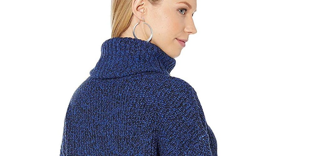 Sanctuary Women's Marled Roll Neck Pullover Sweater Blue Size X-Small