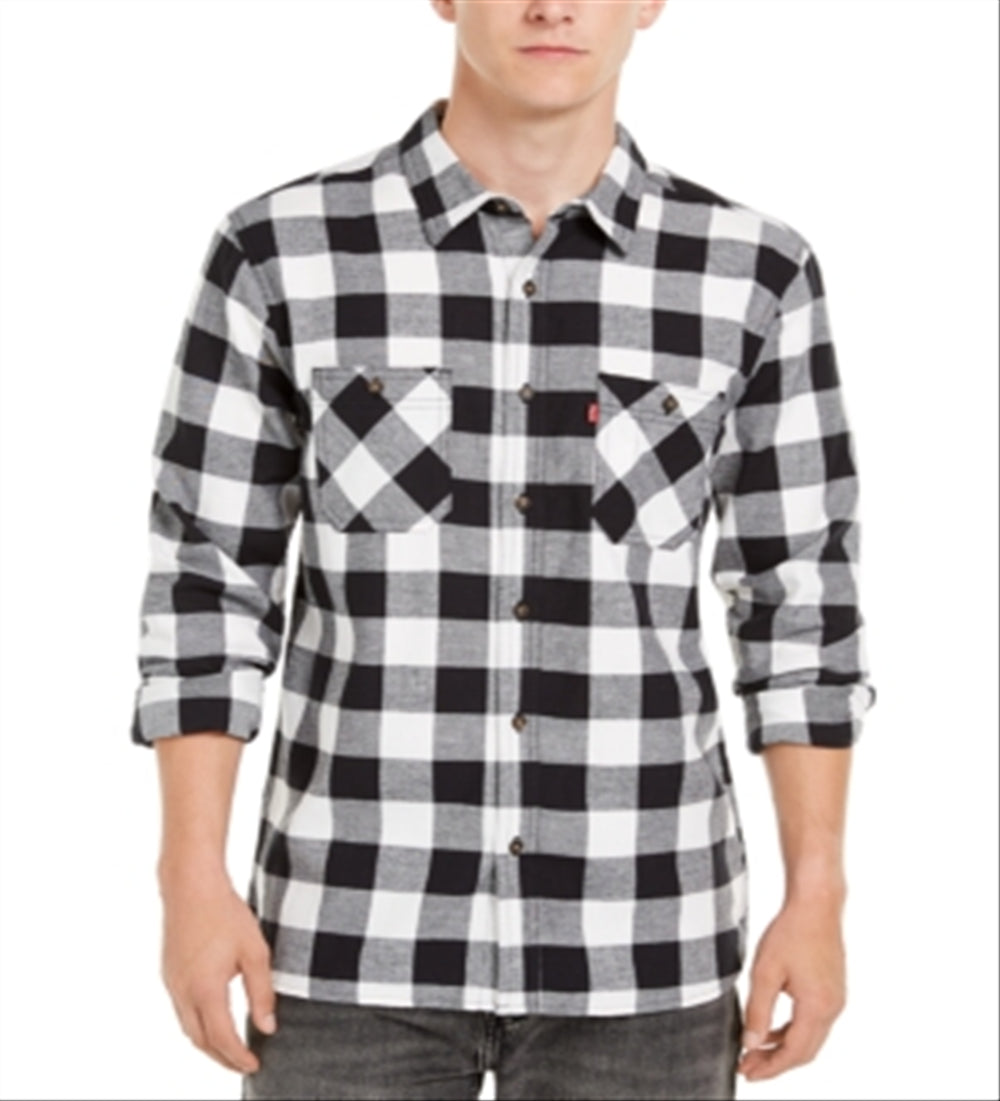 Levi's Men's Buffalo Plaid Flannel Shirt White Size X-Large