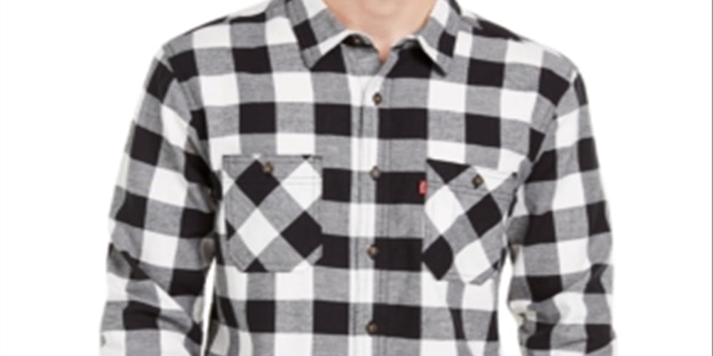 Levi's Men's Buffalo Plaid Flannel Shirt White Size X-Large